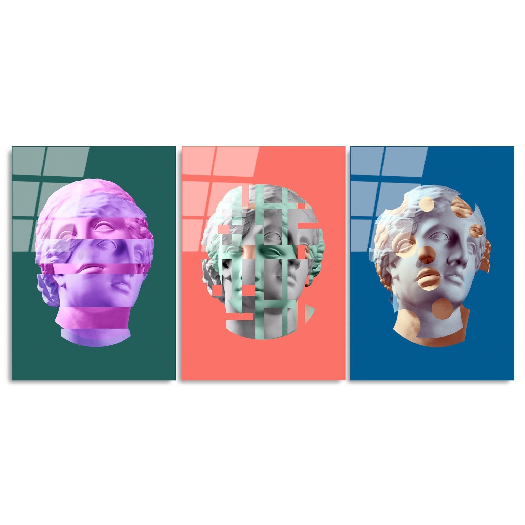 UV-878 Baskılı Cam 3'lü Set Duvar Tablosu | ByLamp