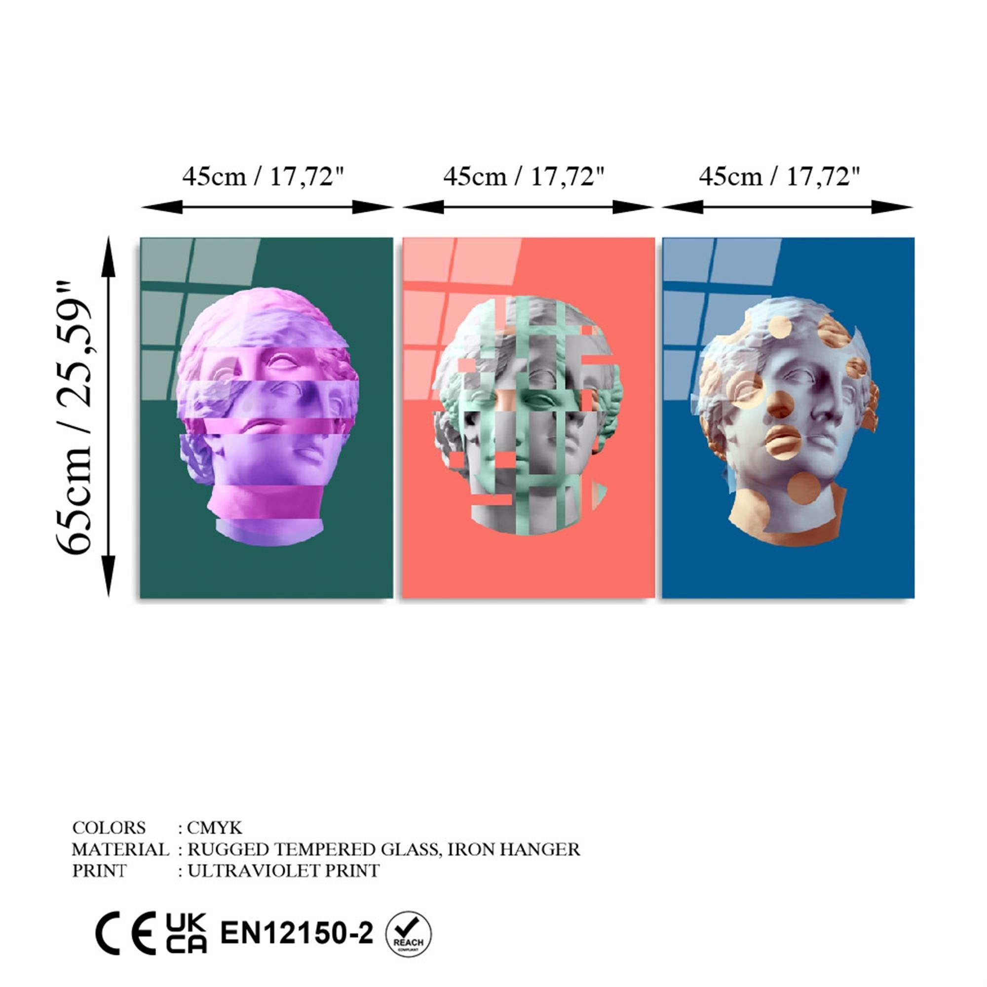 UV-878 Baskılı Cam 3'lü Set Duvar Tablosu | ByLamp