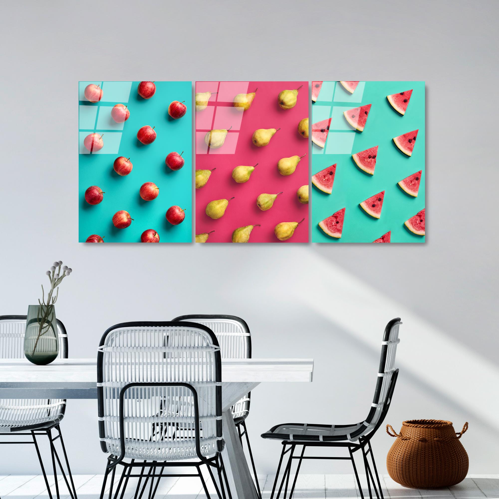 UV-879 Baskılı Cam 3'lü Set Duvar Tablosu | ByLamp