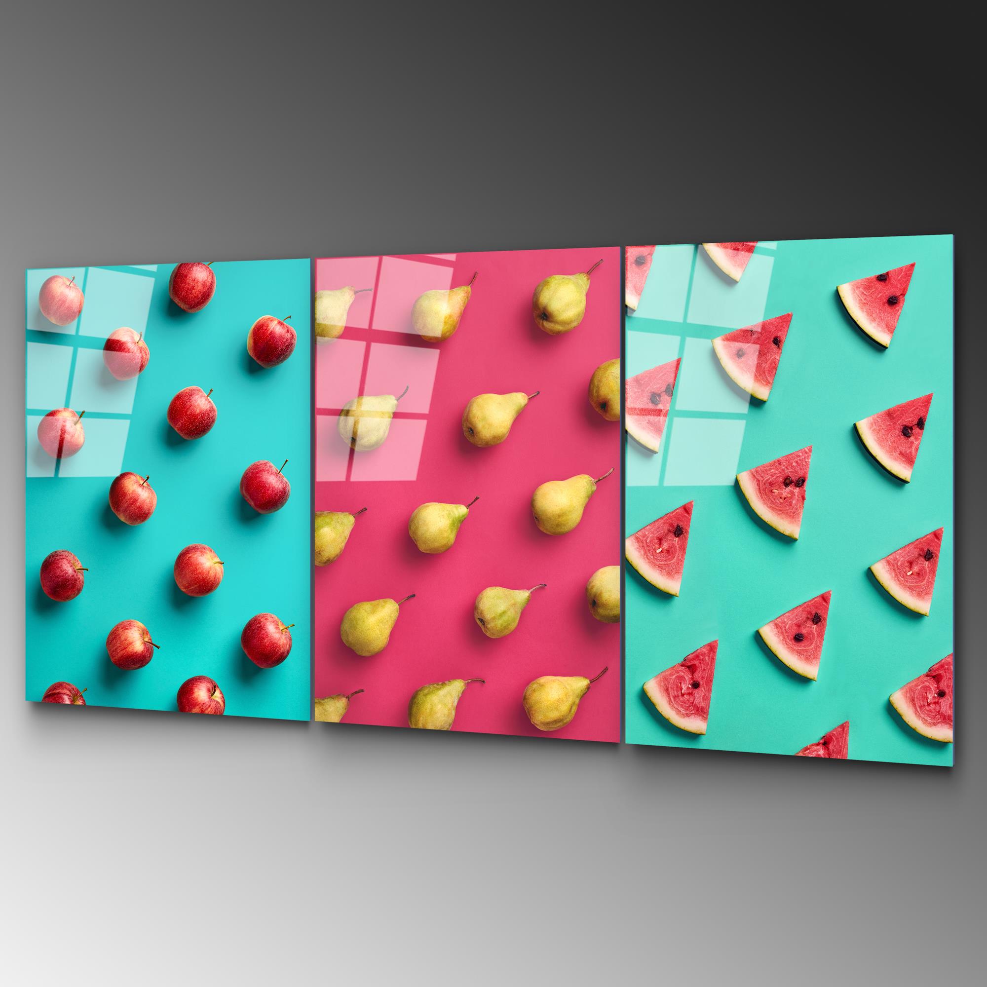 UV-879 Baskılı Cam 3'lü Set Duvar Tablosu | ByLamp