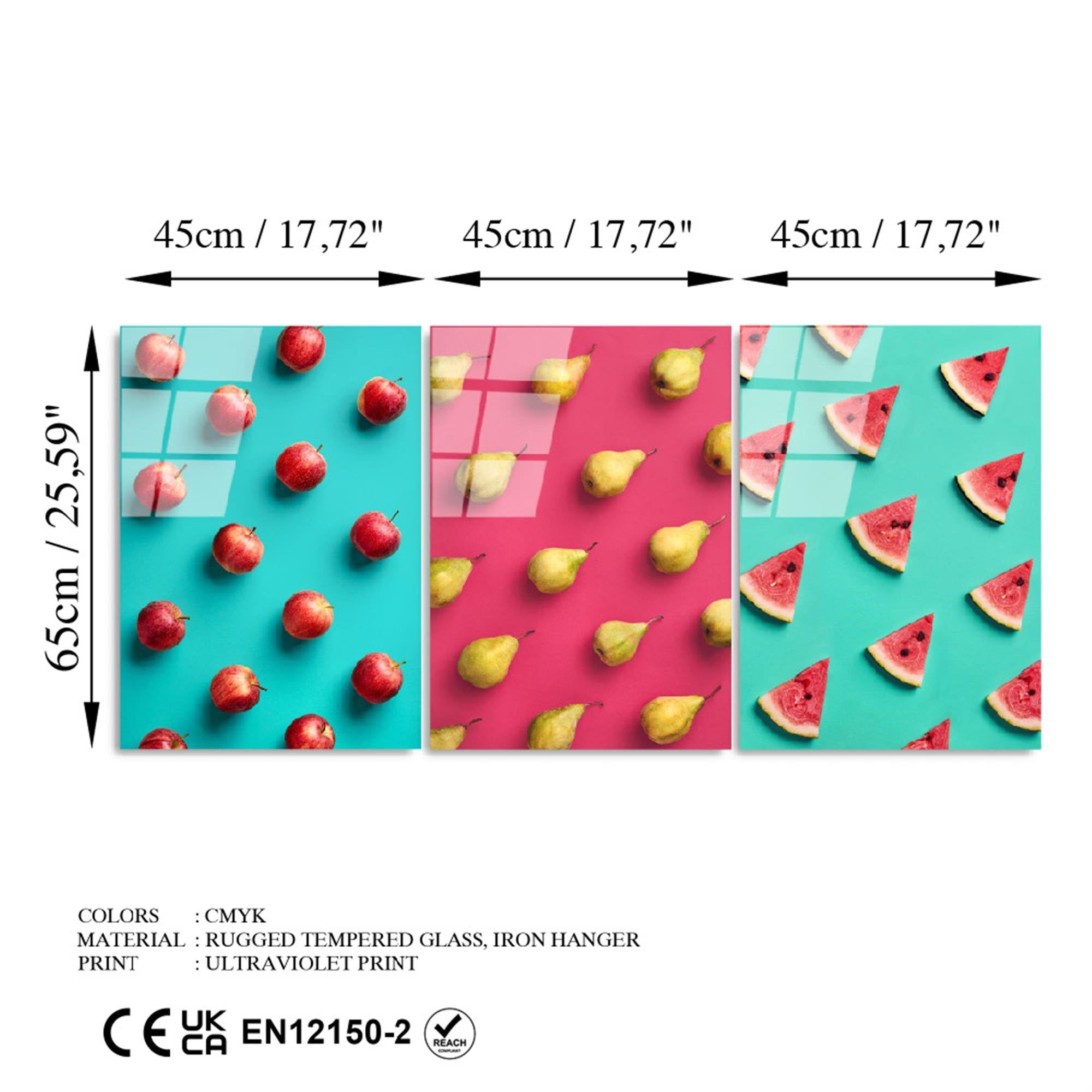 UV-879 Baskılı Cam 3'lü Set Duvar Tablosu | ByLamp