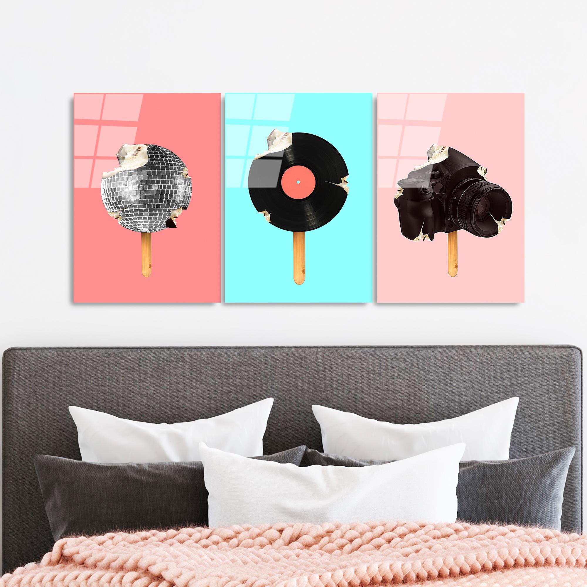 UV-880 Baskılı Cam 3'lü Set Duvar Tablosu | ByLamp