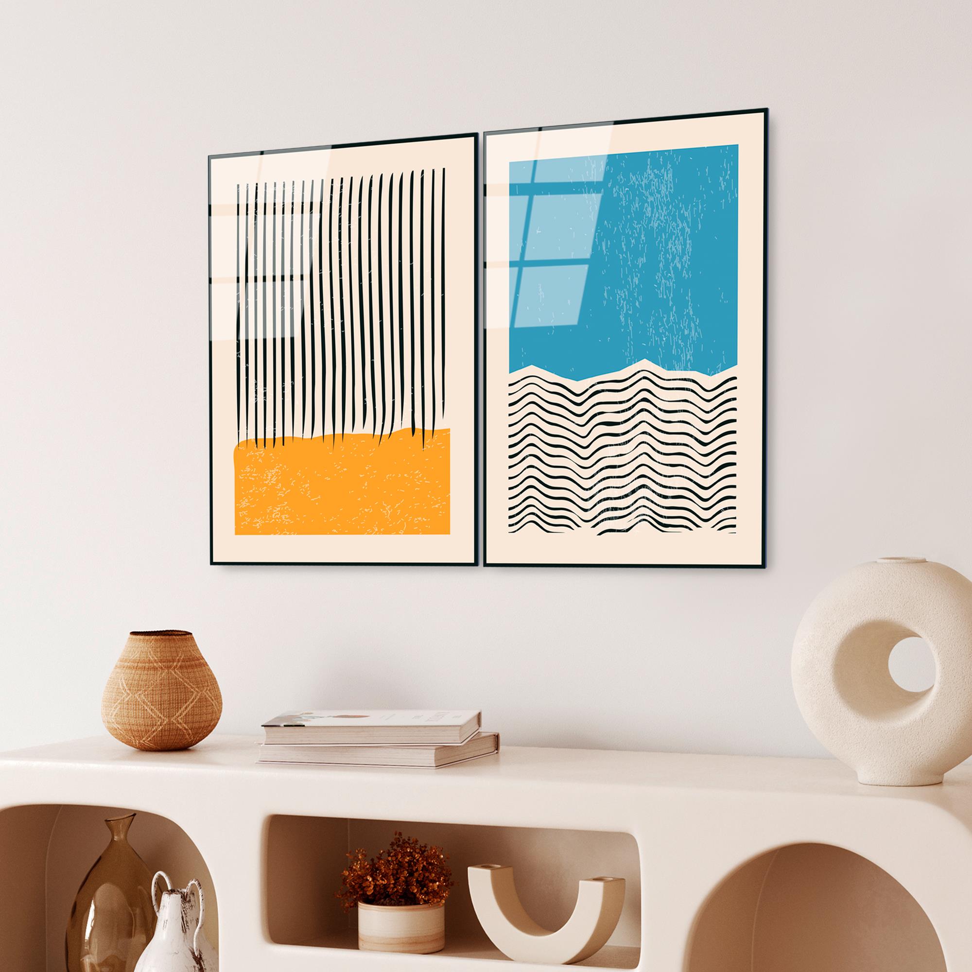 UV-932 Baskılı Cam 2'li Set Duvar Tablosu | ByLamp