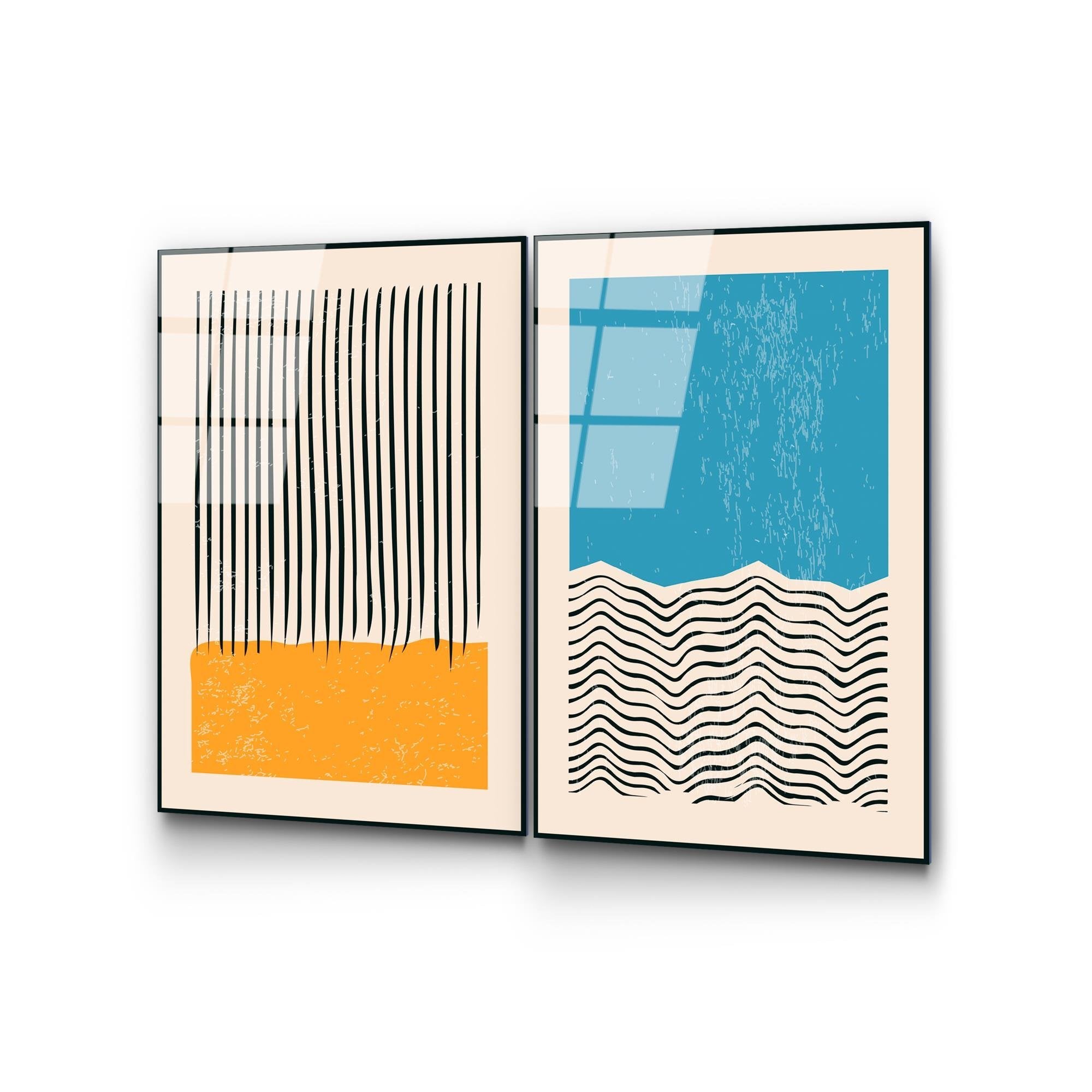 UV-932 Baskılı Cam 2'li Set Duvar Tablosu | ByLamp