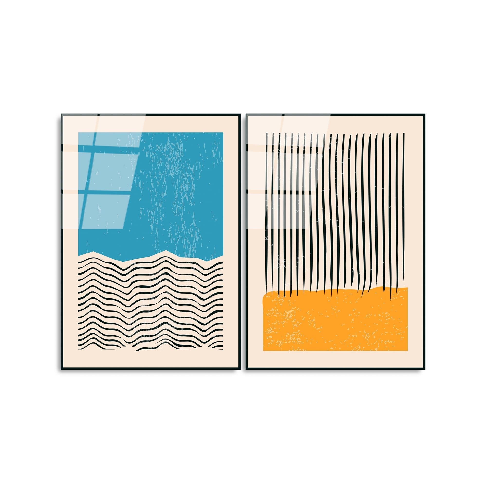 UV-932 Baskılı Cam 2'li Set Duvar Tablosu | ByLamp