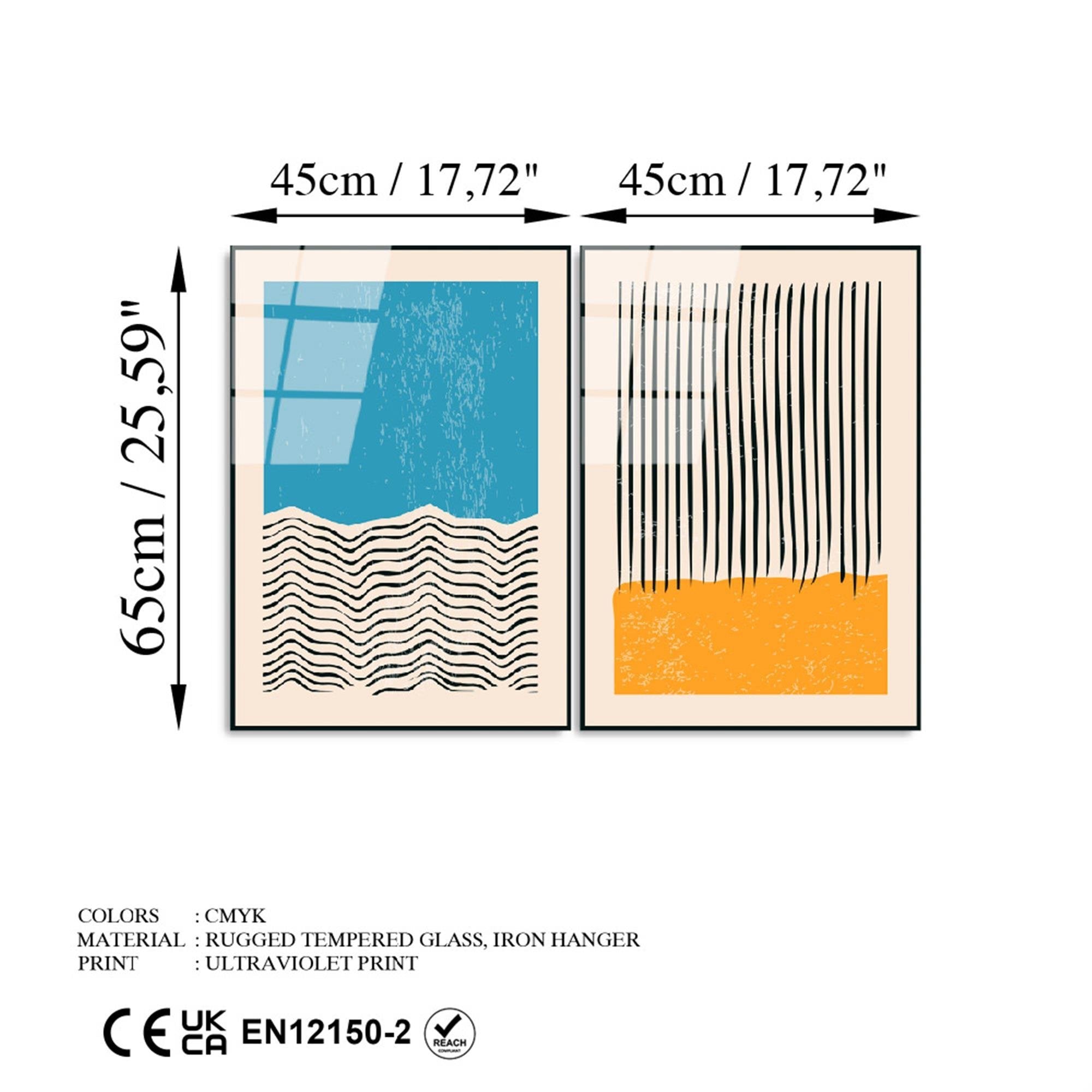 UV-932 Baskılı Cam 2'li Set Duvar Tablosu | ByLamp