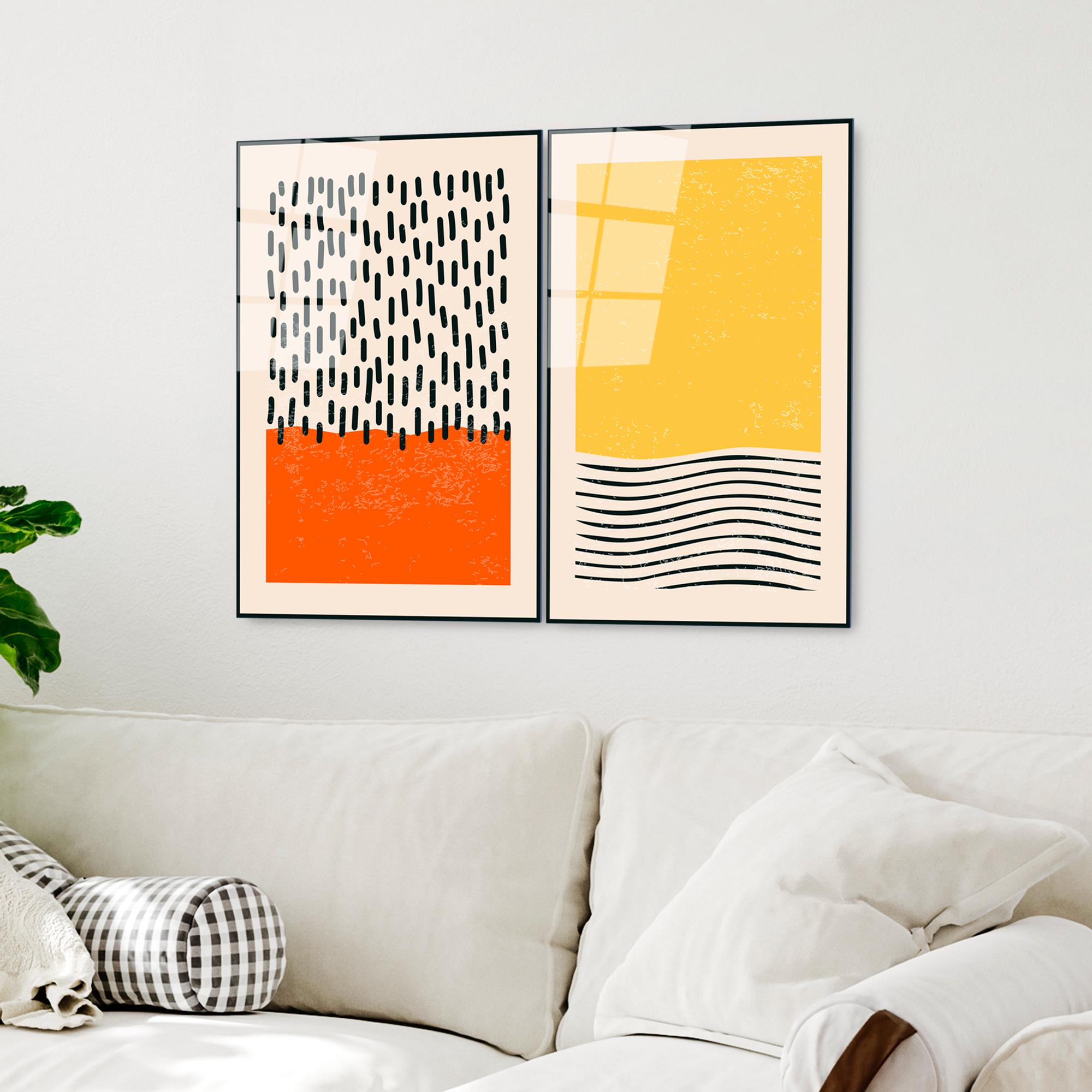 UV-933 Baskılı Cam 2'li Set Duvar Tablosu | ByLamp