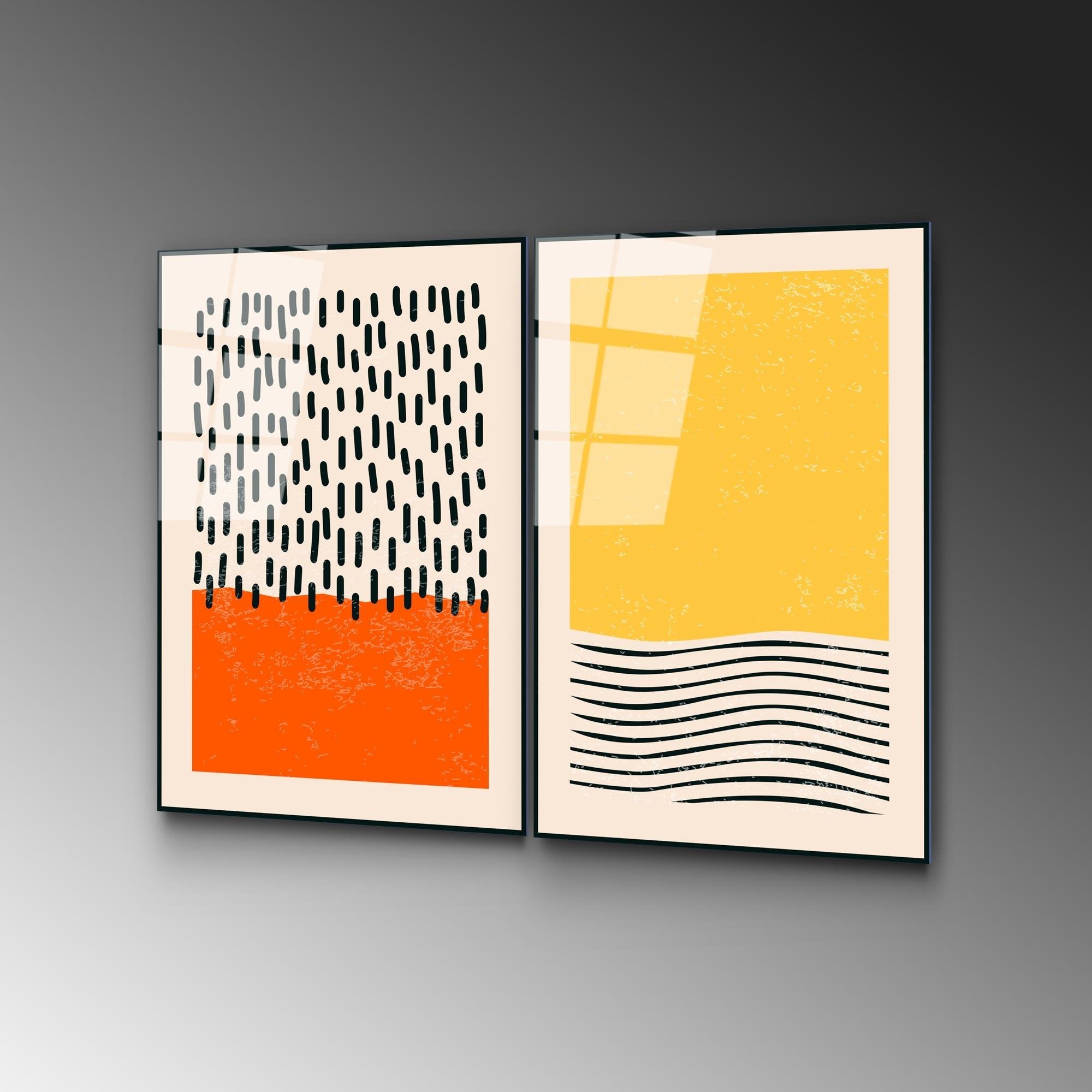 UV-933 Baskılı Cam 2'li Set Duvar Tablosu | ByLamp