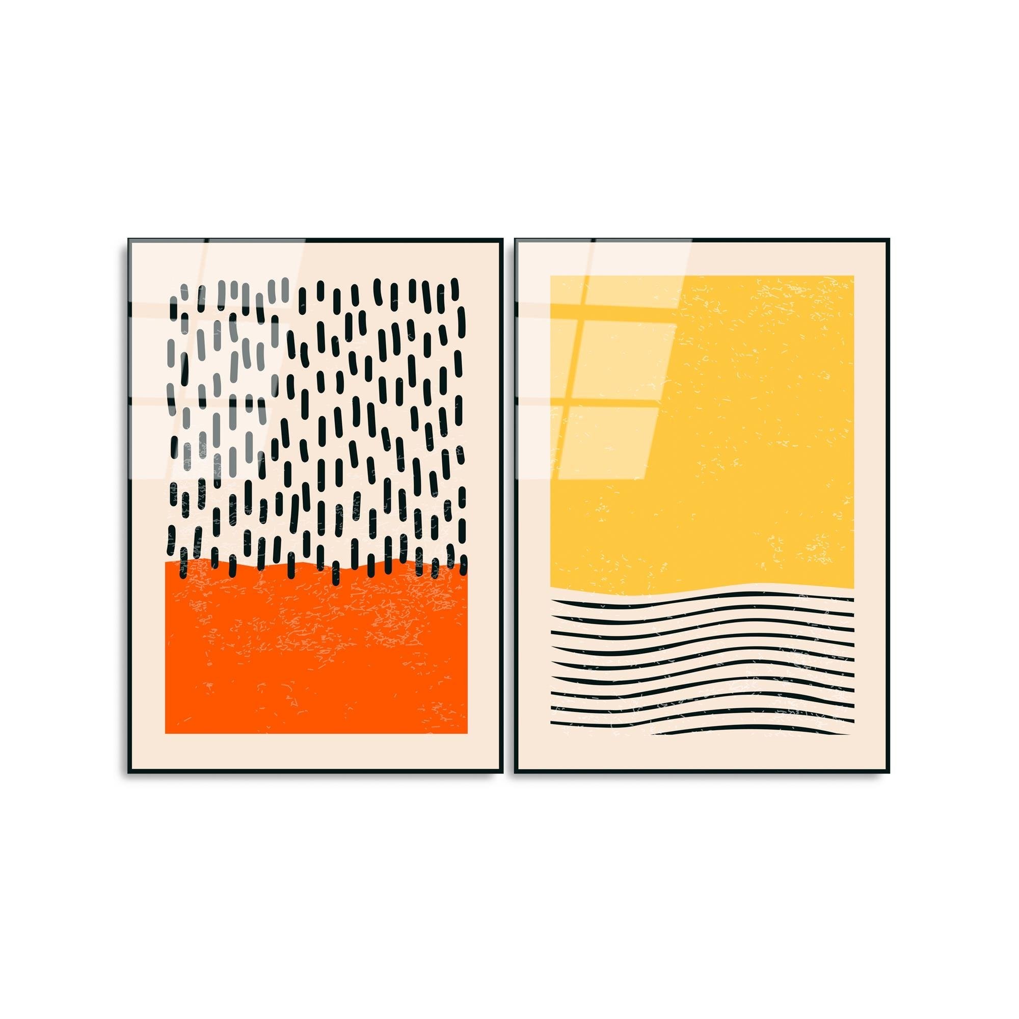 UV-933 Baskılı Cam 2'li Set Duvar Tablosu | ByLamp