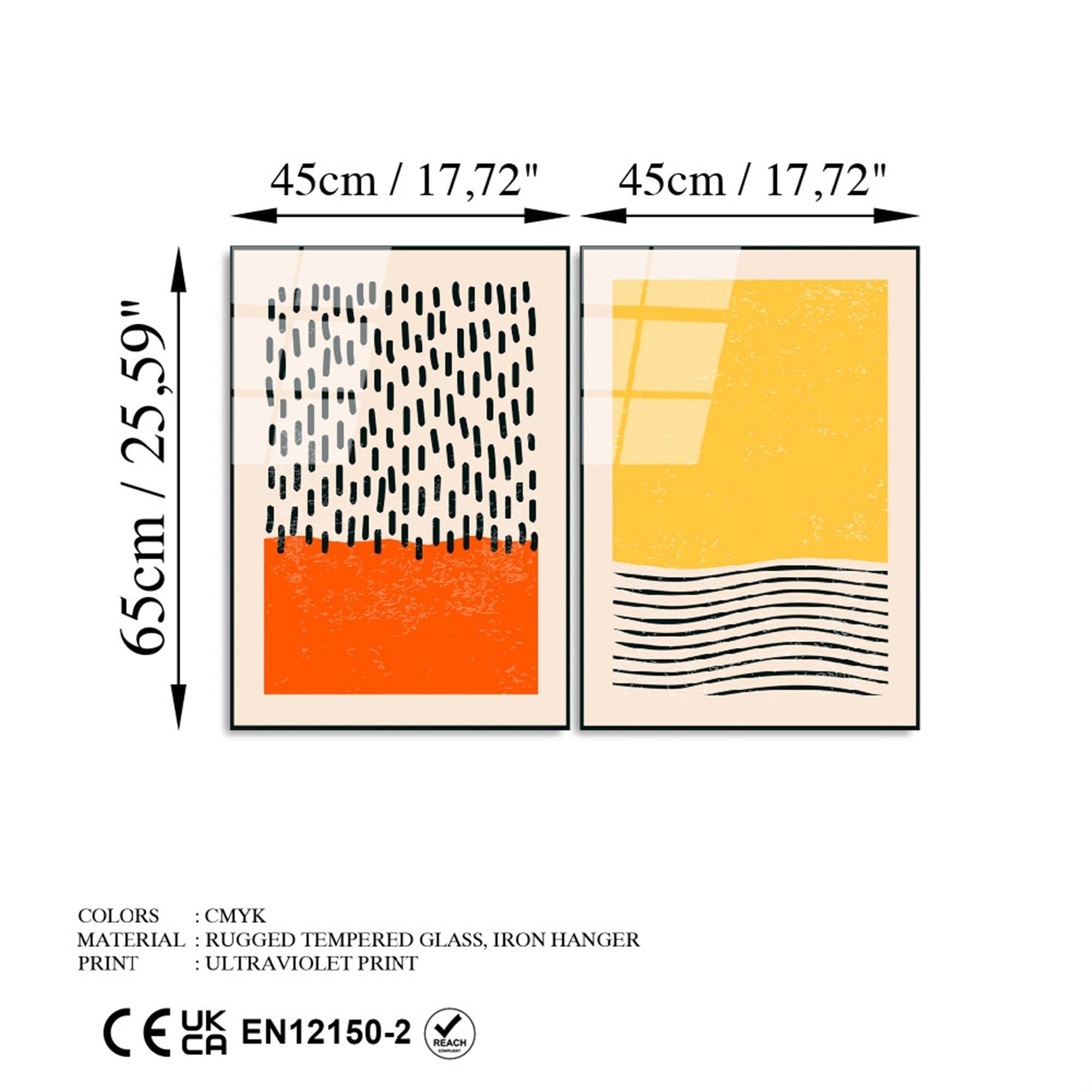 UV-933 Baskılı Cam 2'li Set Duvar Tablosu | ByLamp