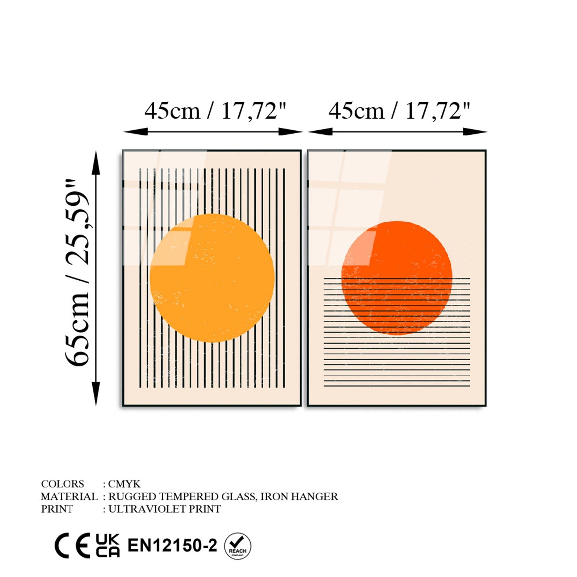 UV-934 Baskılı Cam 2'li Set Duvar Tablosu | ByLamp