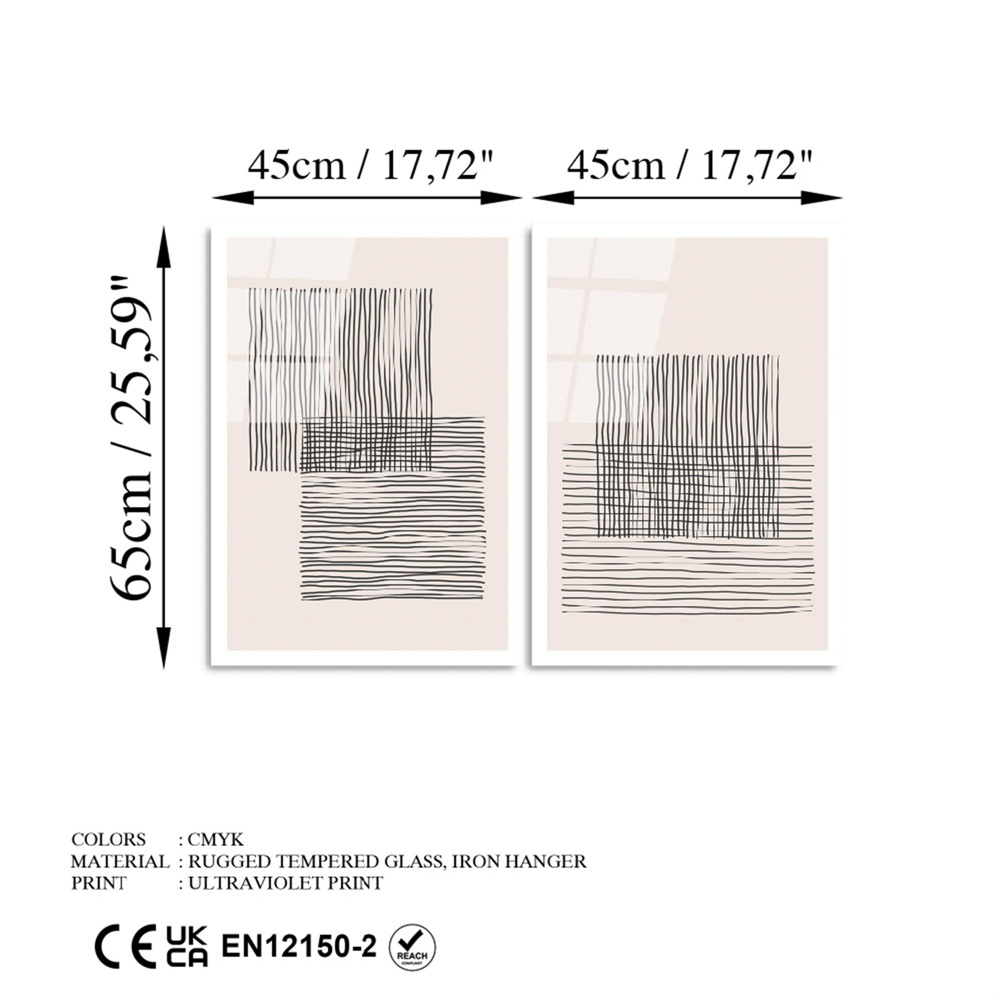 UV-936 Baskılı Cam 2'li Set Duvar Tablosu | ByLamp