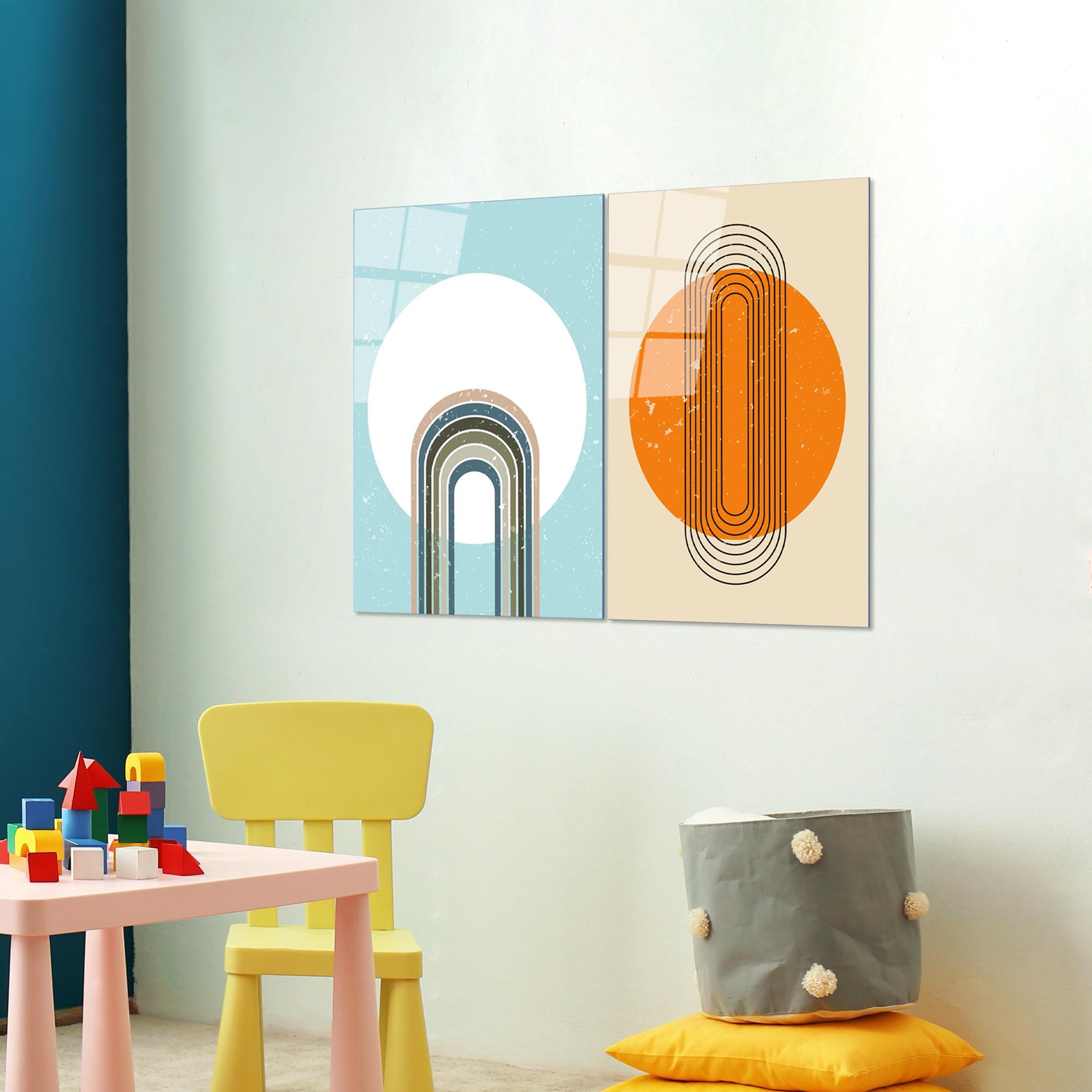 UV-938 Baskılı Cam 2'li Set Duvar Tablosu | ByLamp