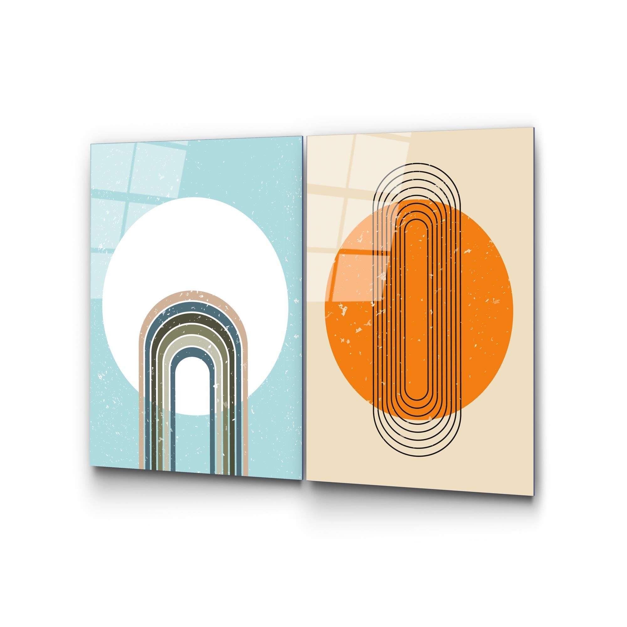 UV-938 Baskılı Cam 2'li Set Duvar Tablosu | ByLamp