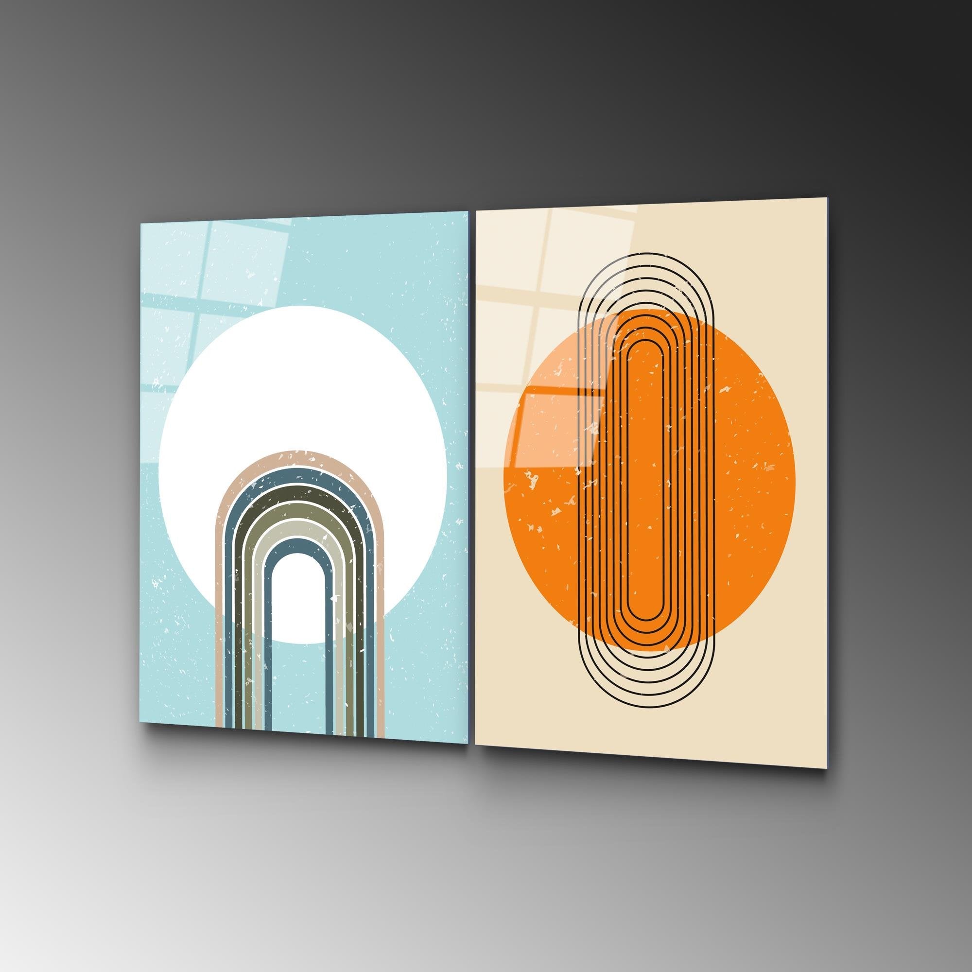 UV-938 Baskılı Cam 2'li Set Duvar Tablosu | ByLamp