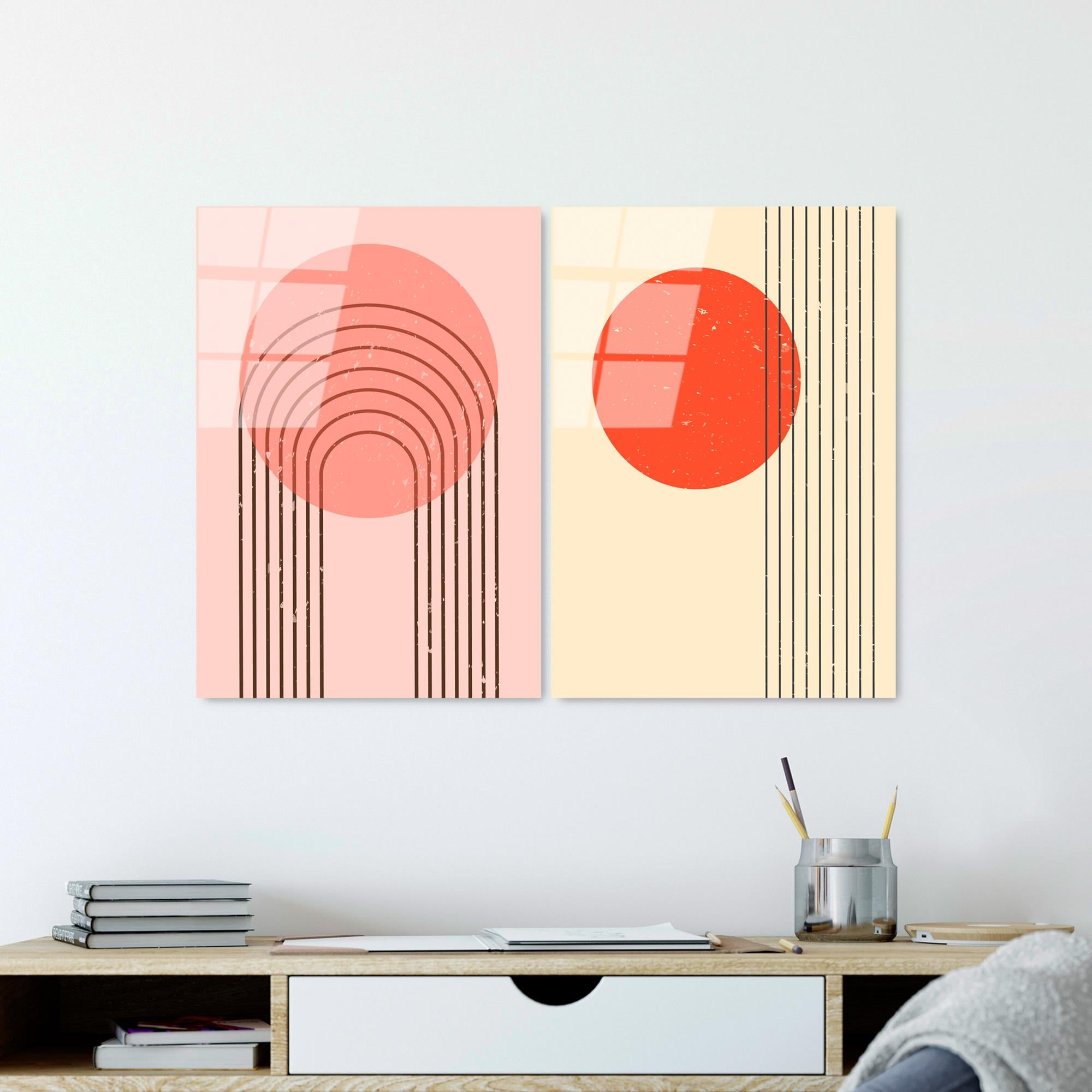 UV-939 Baskılı Cam 2'li Set Duvar Tablosu | ByLamp