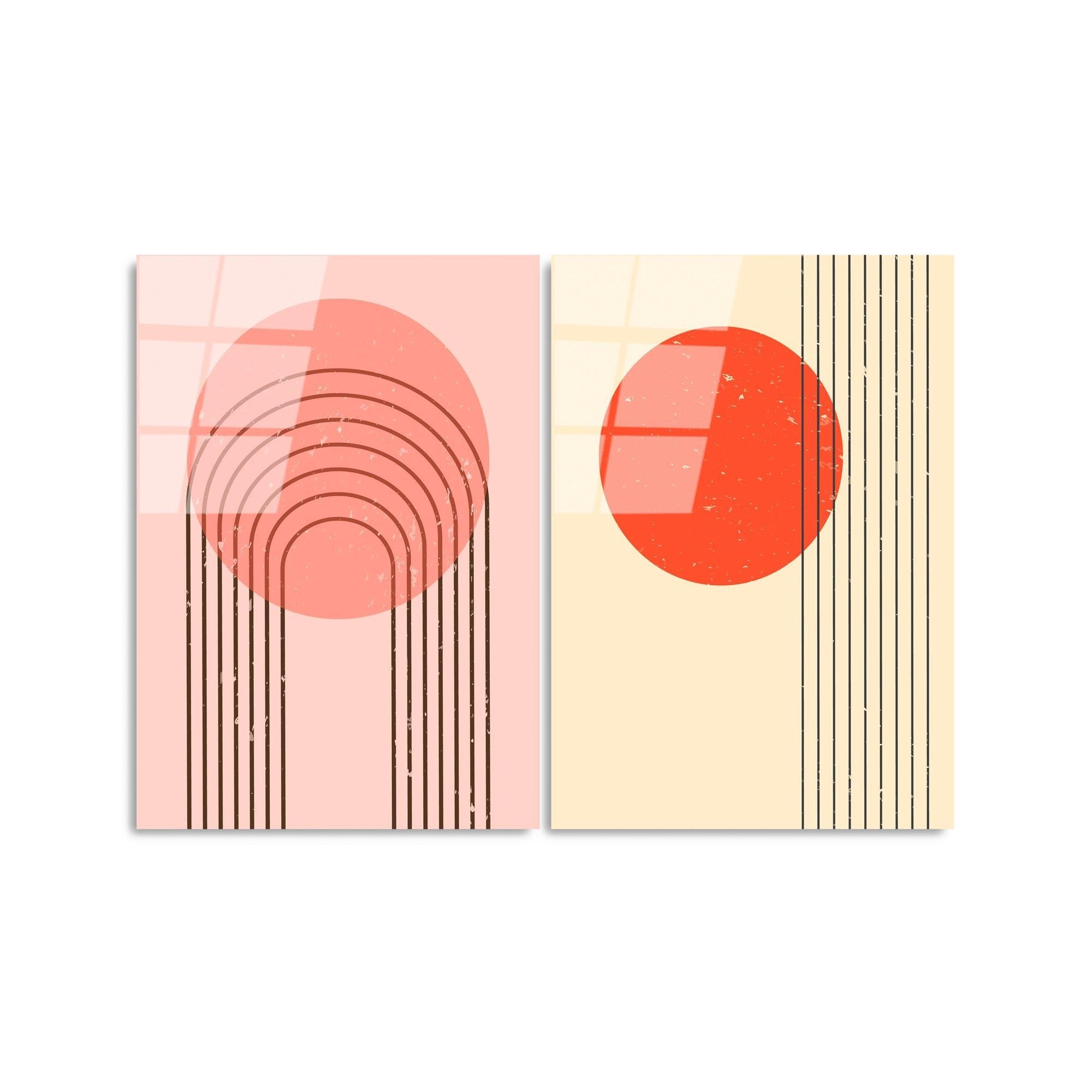 UV-939 Baskılı Cam 2'li Set Duvar Tablosu | ByLamp