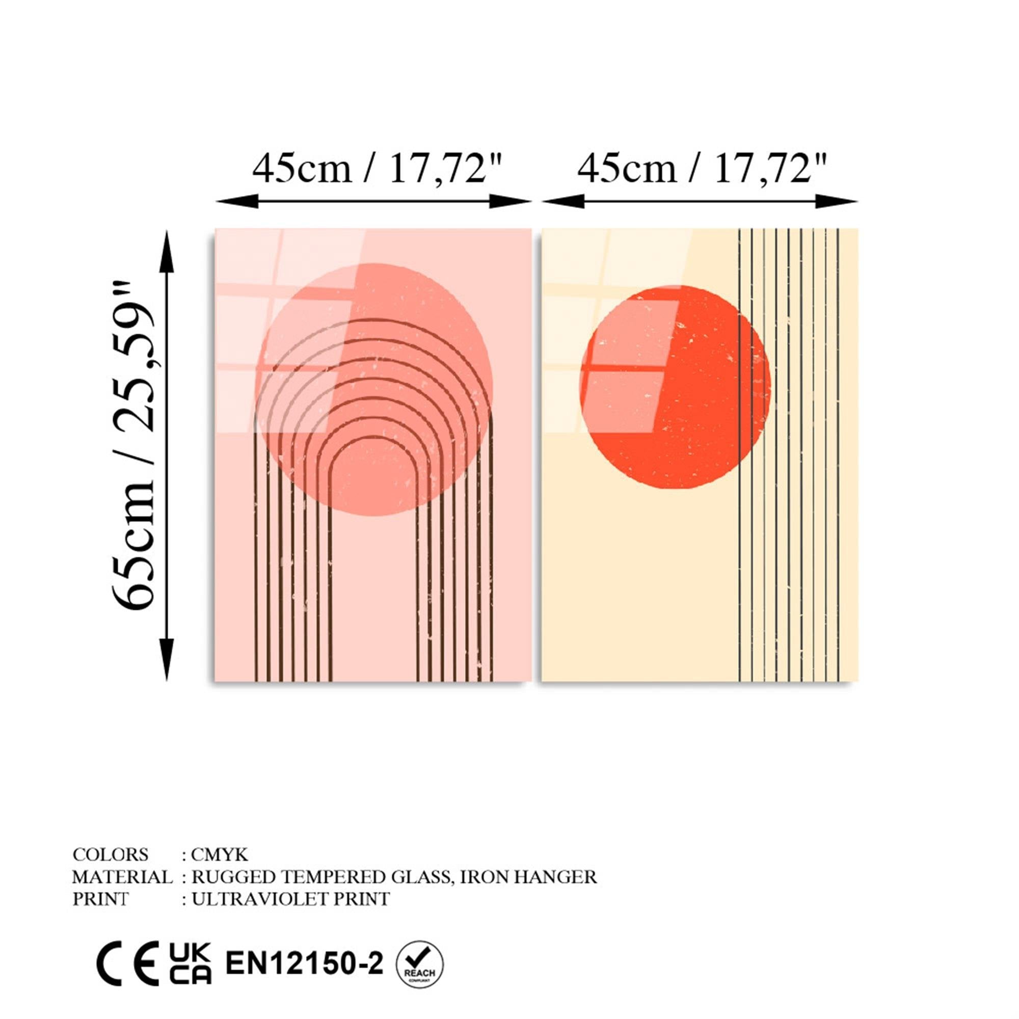 UV-939 Baskılı Cam 2'li Set Duvar Tablosu | ByLamp