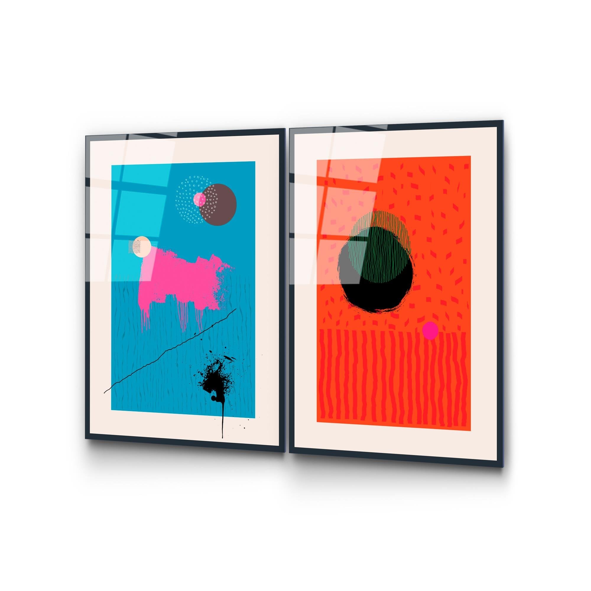 UV-941 Baskılı Cam 2'li Set Duvar Tablosu | ByLamp