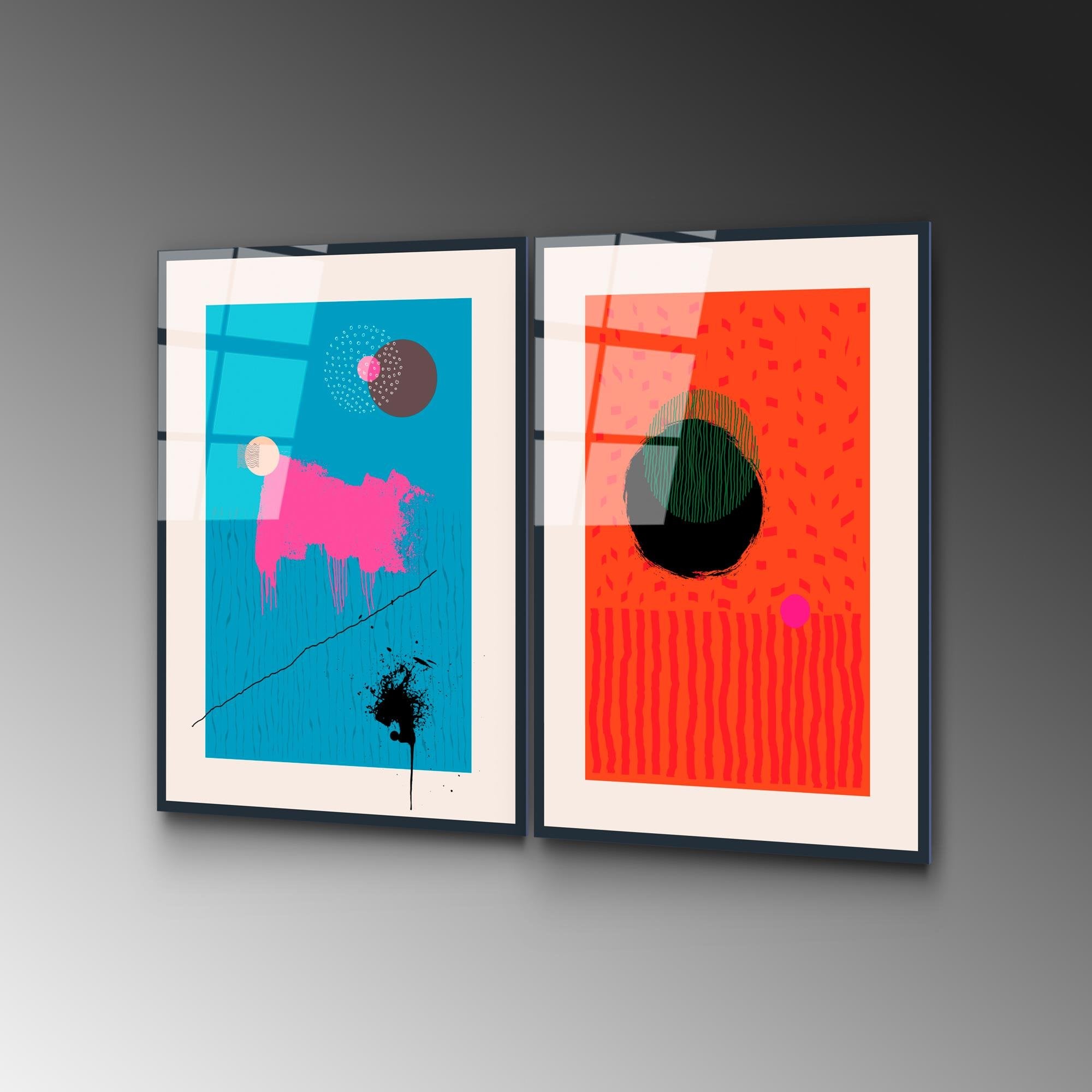 UV-941 Baskılı Cam 2'li Set Duvar Tablosu | ByLamp