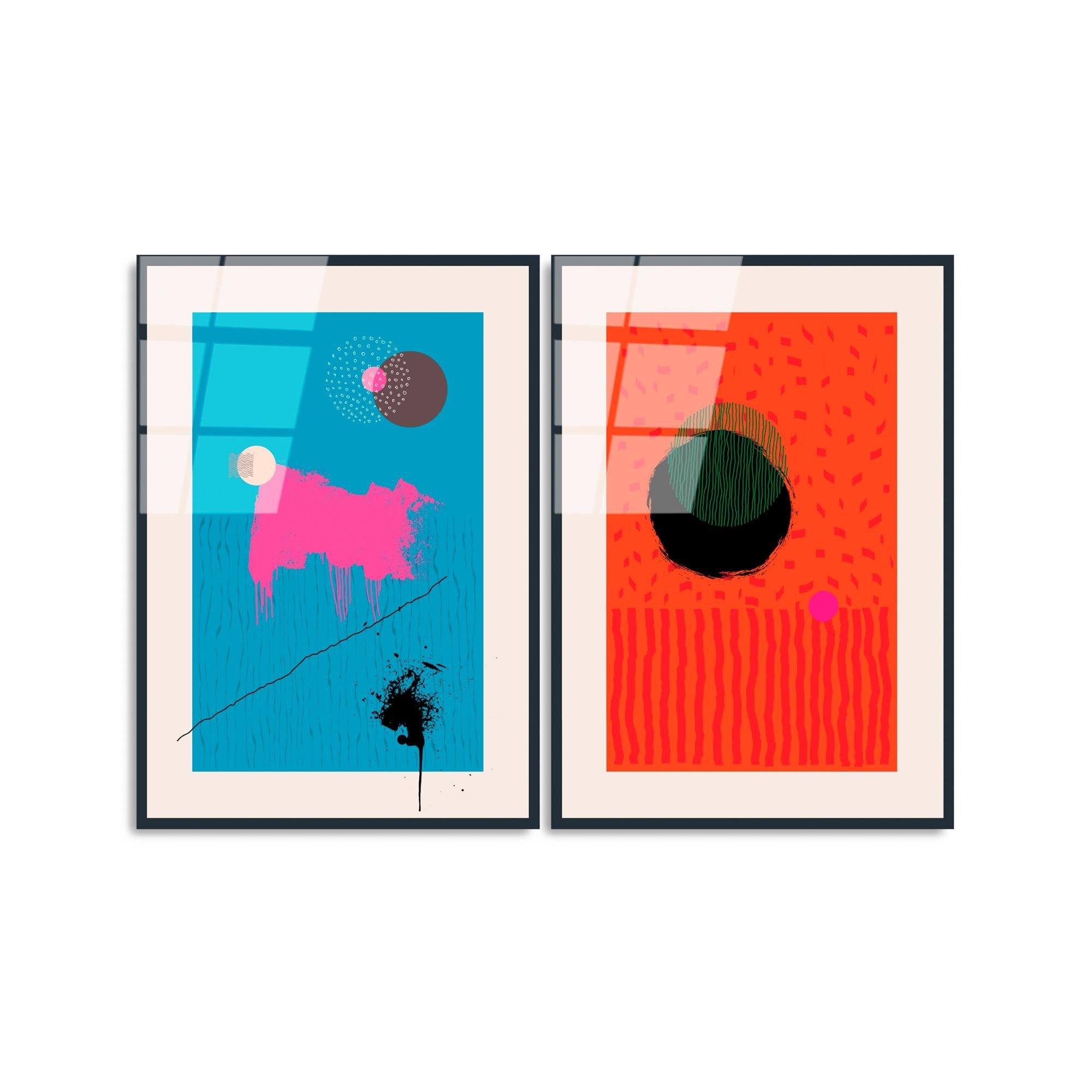 UV-941 Baskılı Cam 2'li Set Duvar Tablosu | ByLamp