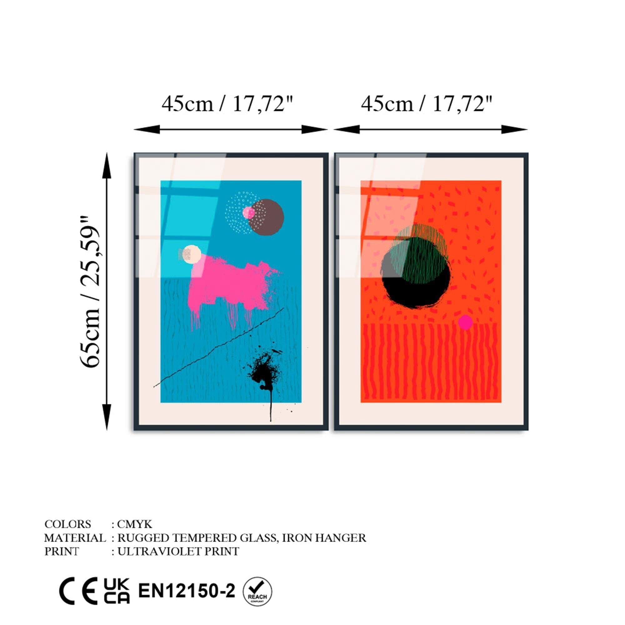 UV-941 Baskılı Cam 2'li Set Duvar Tablosu | ByLamp