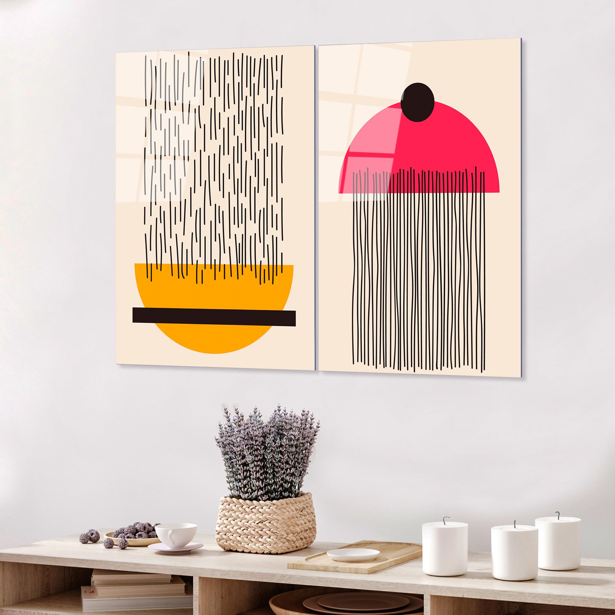 UV-943 Baskılı Cam 2'li Set Duvar Tablosu | ByLamp