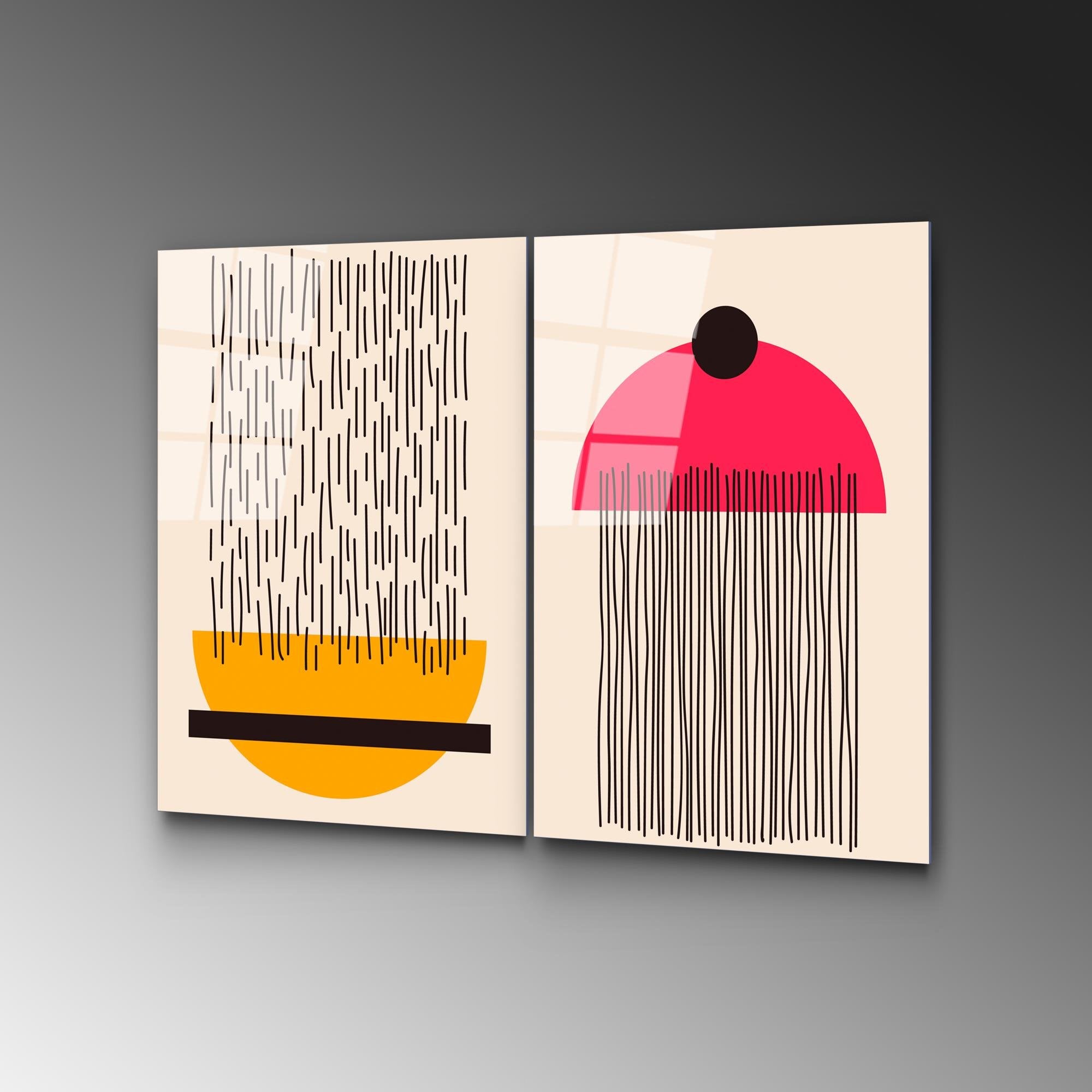 UV-943 Baskılı Cam 2'li Set Duvar Tablosu | ByLamp