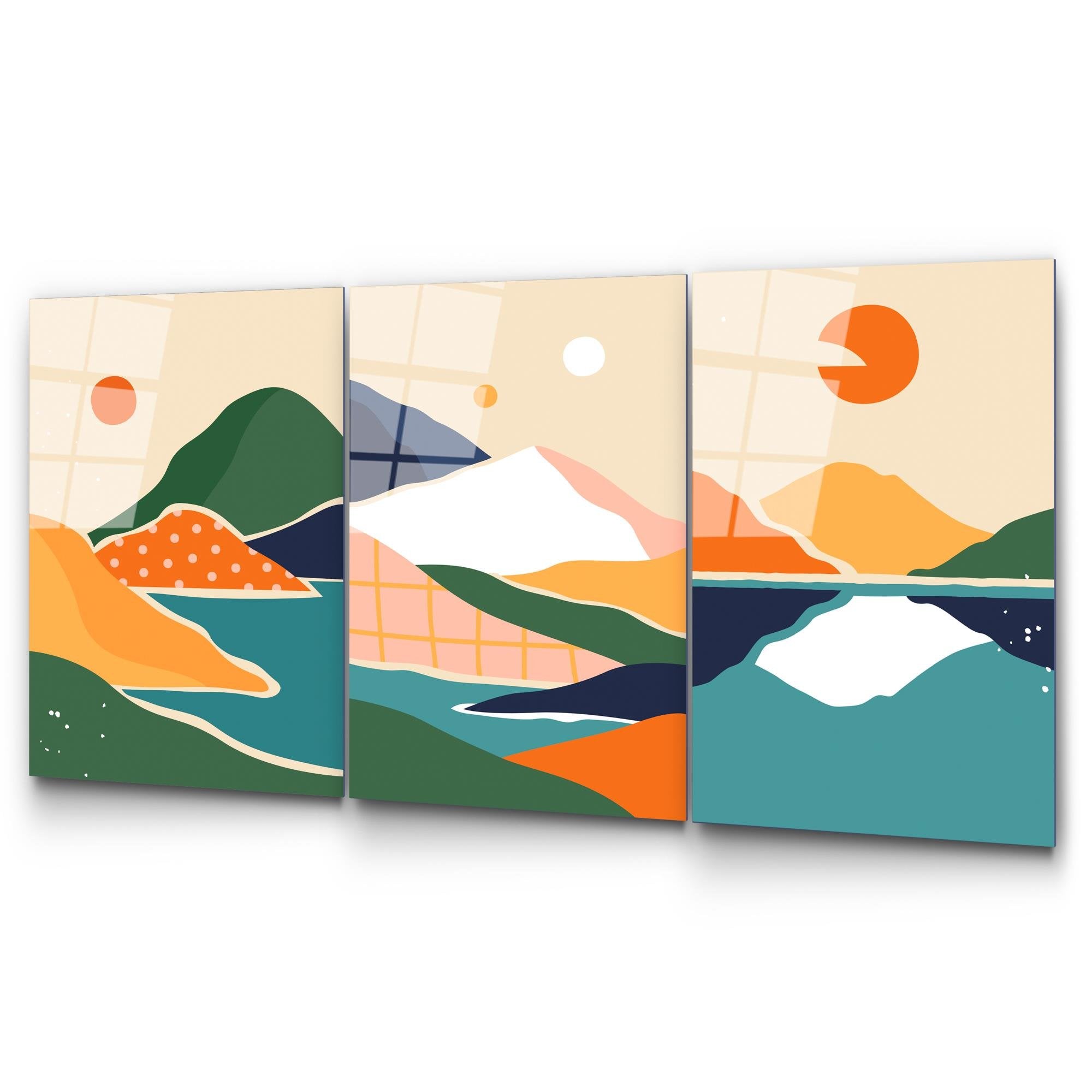 UV-945 Baskılı Cam 3'lü Set Duvar Tablosu | ByLamp