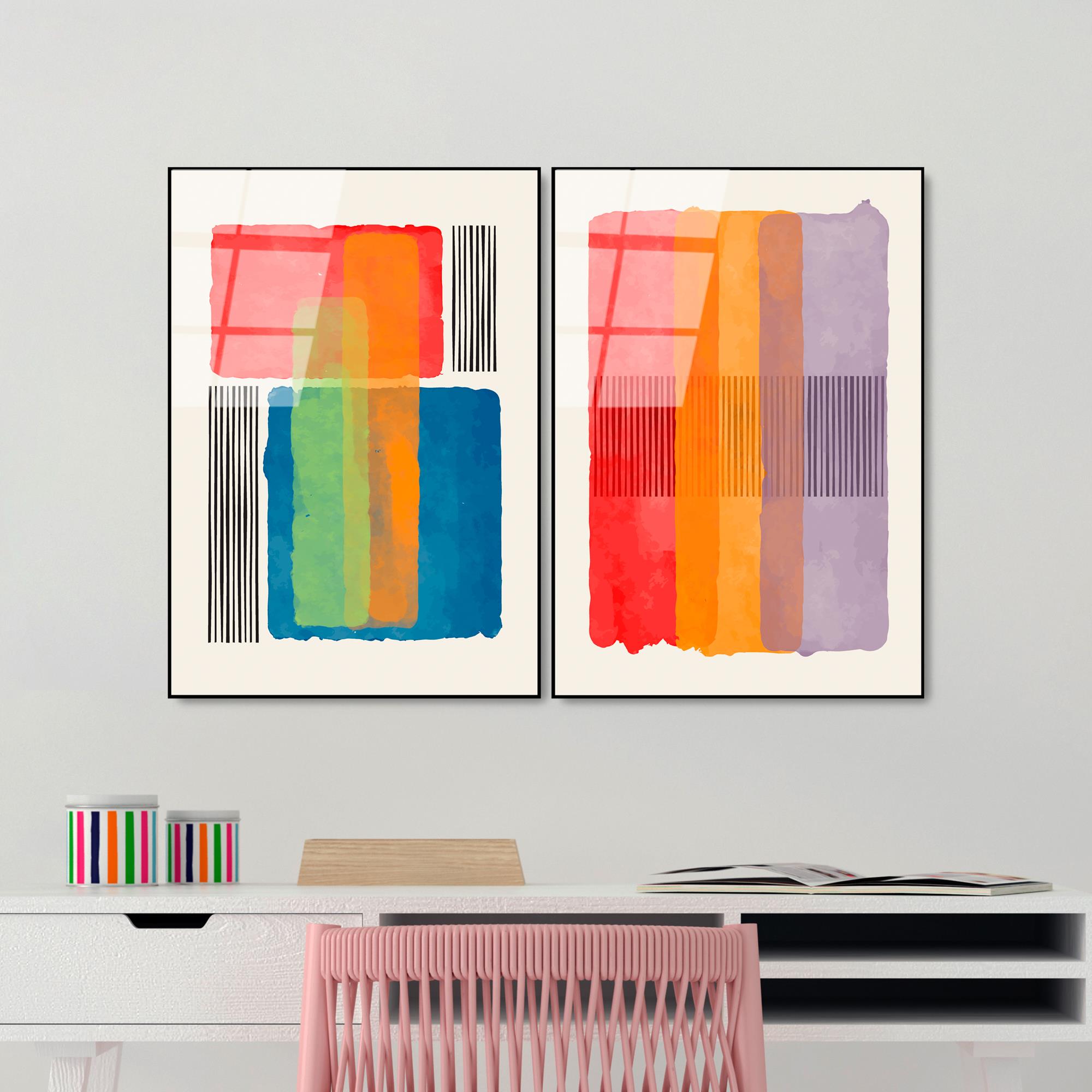 UV-948 Baskılı Cam 2'li Set Duvar Tablosu | ByLamp