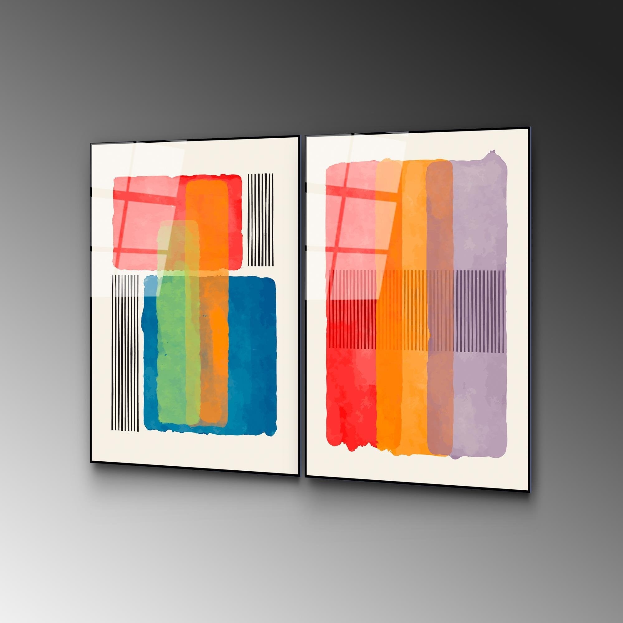 UV-948 Baskılı Cam 2'li Set Duvar Tablosu | ByLamp