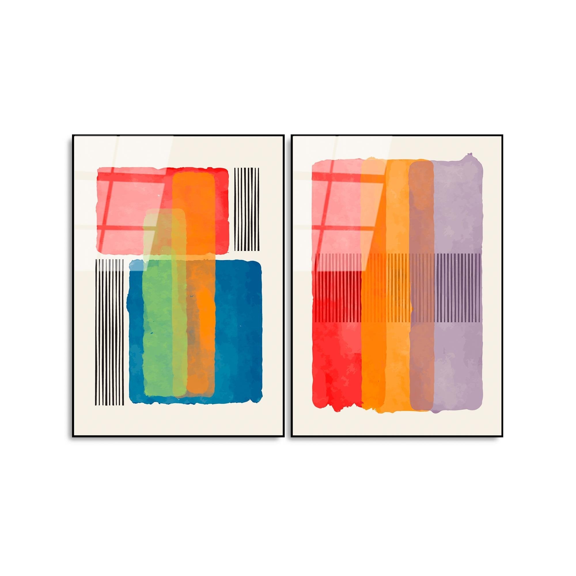 UV-948 Baskılı Cam 2'li Set Duvar Tablosu | ByLamp