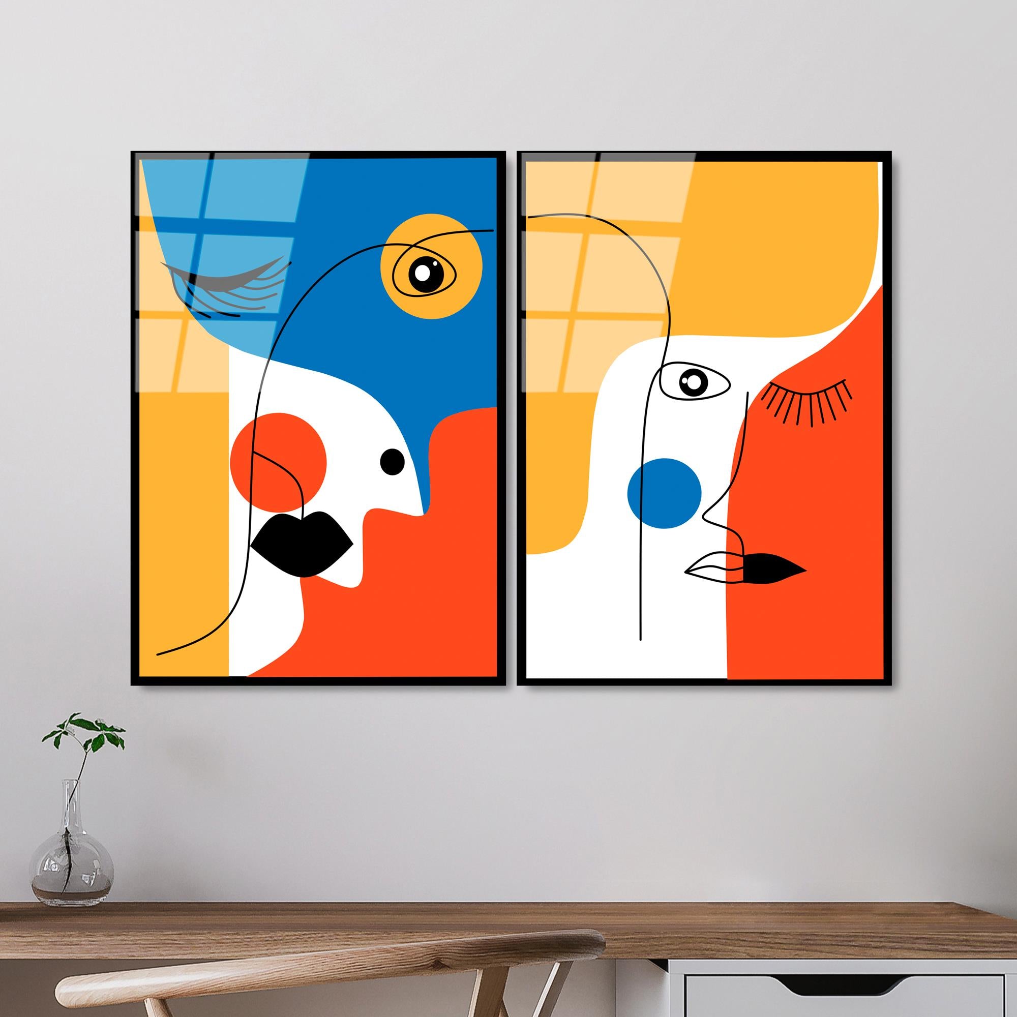 UV-950 Baskılı Cam 2'li Set Duvar Tablosu | ByLamp