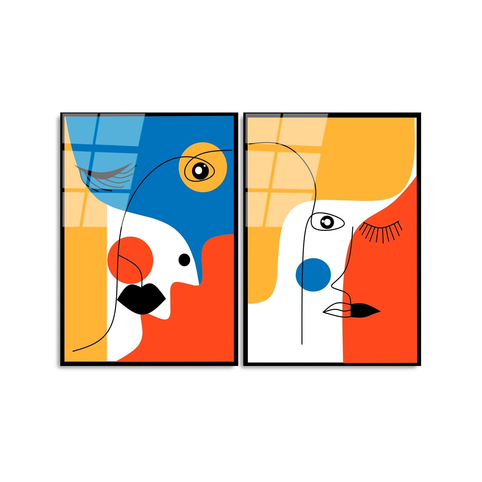 UV-950 Baskılı Cam 2'li Set Duvar Tablosu | ByLamp