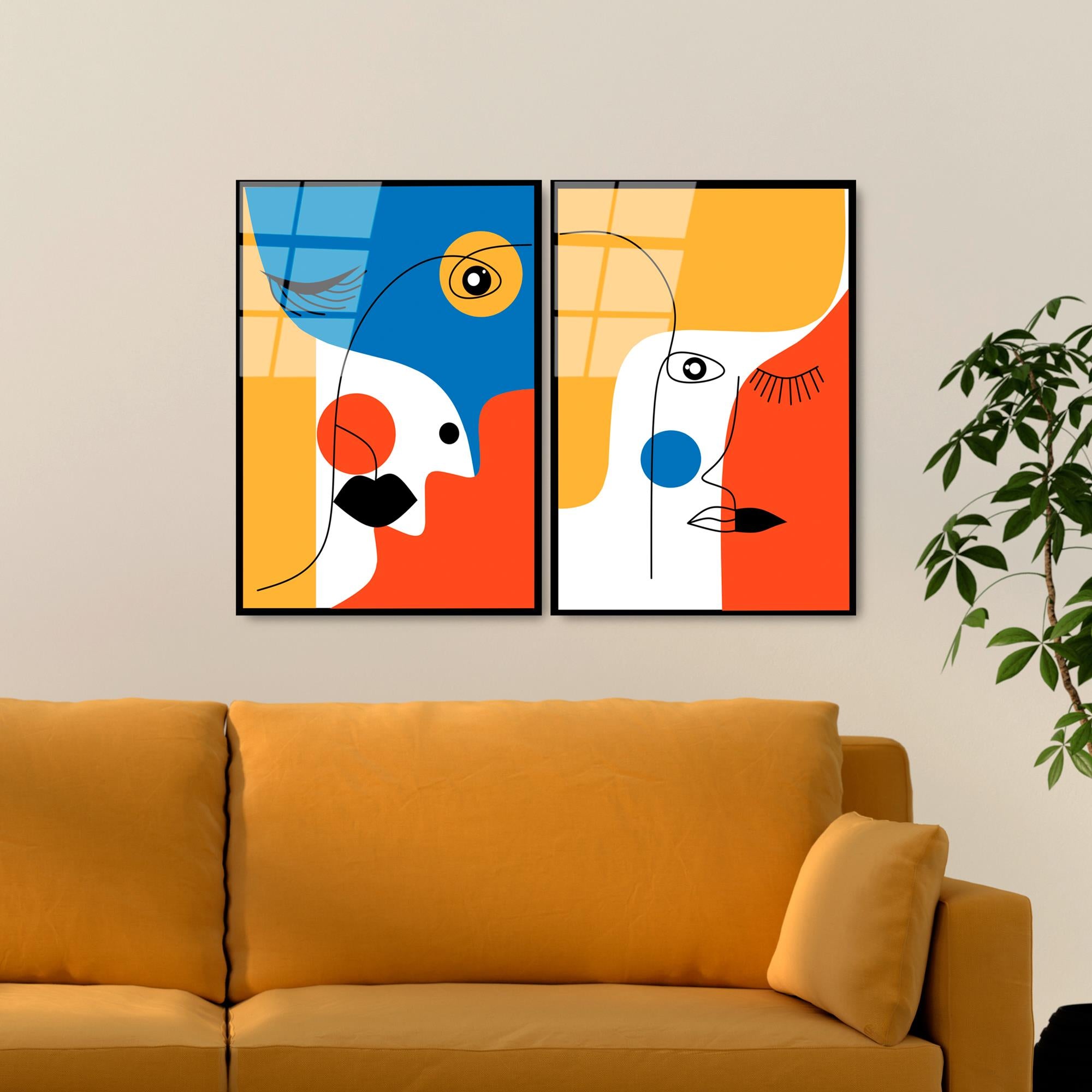 UV-950 Baskılı Cam 2'li Set Duvar Tablosu | ByLamp