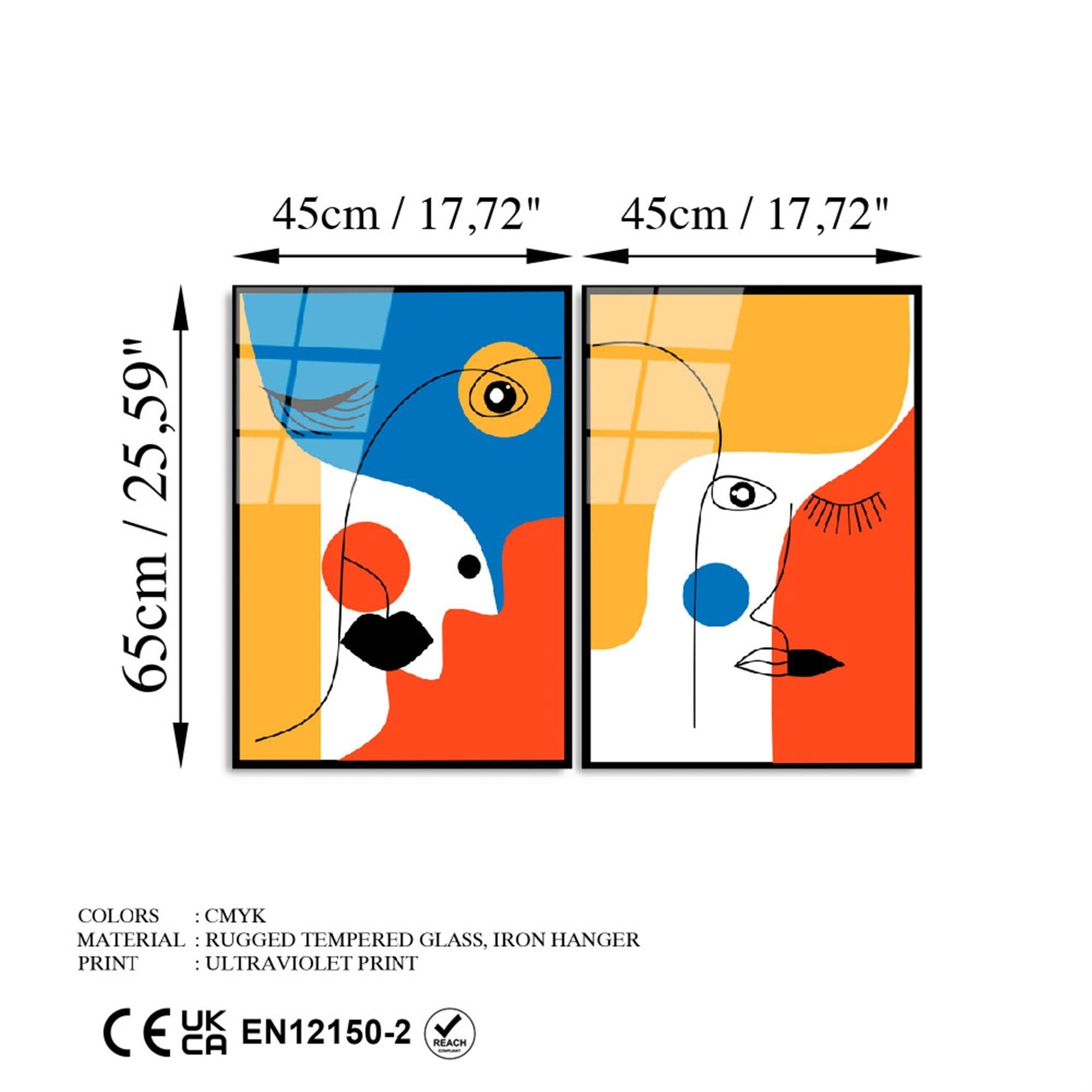 UV-950 Baskılı Cam 2'li Set Duvar Tablosu | ByLamp