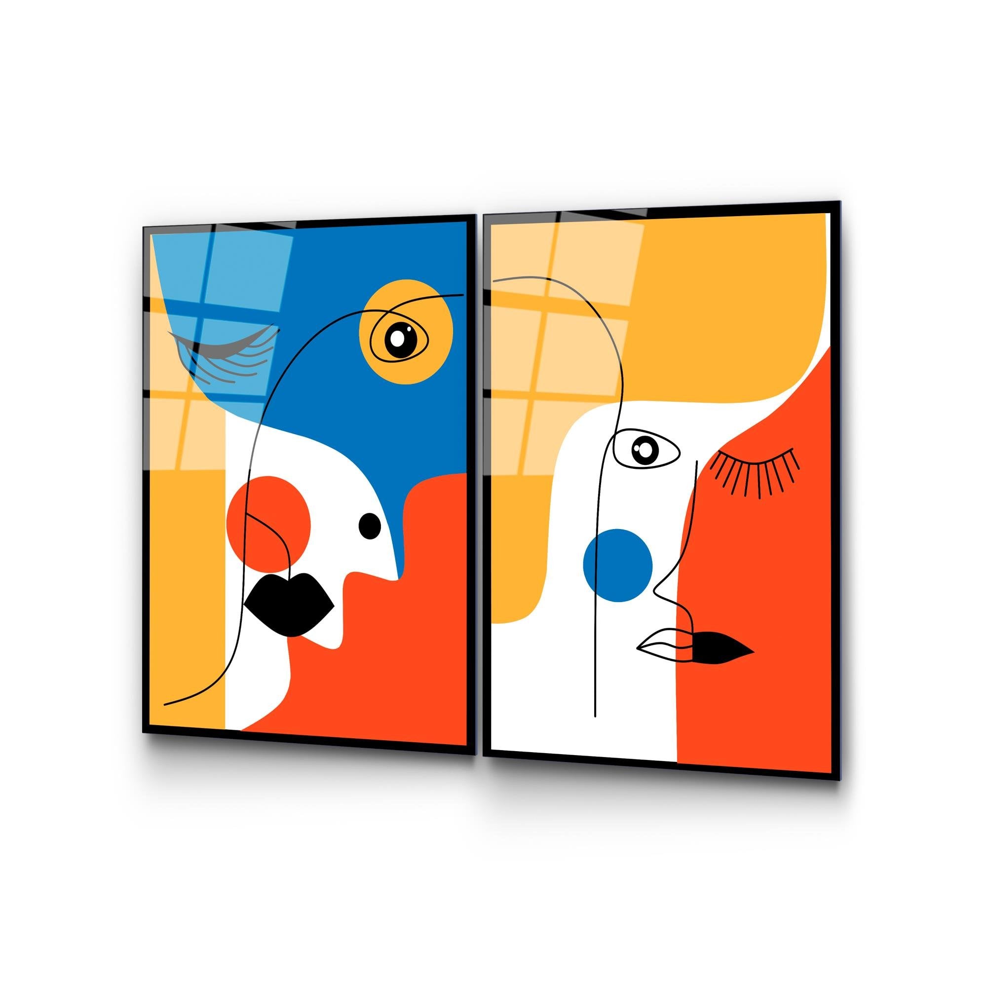 UV-950 Baskılı Cam 2'li Set Duvar Tablosu | ByLamp