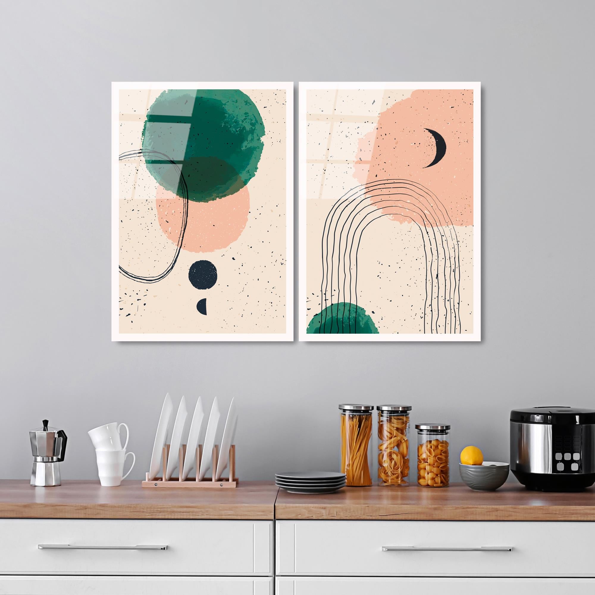 UV-951 Baskılı Cam 2'li Set Duvar Tablosu | ByLamp