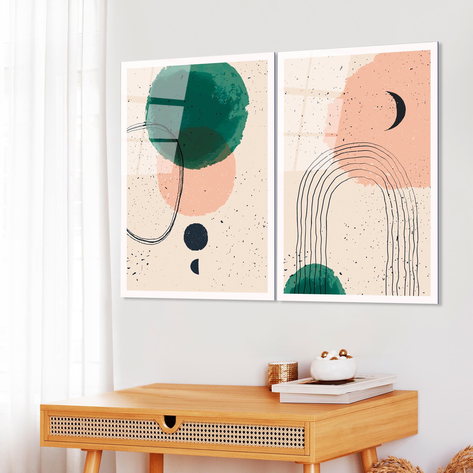 UV-951 Baskılı Cam 2'li Set Duvar Tablosu | ByLamp