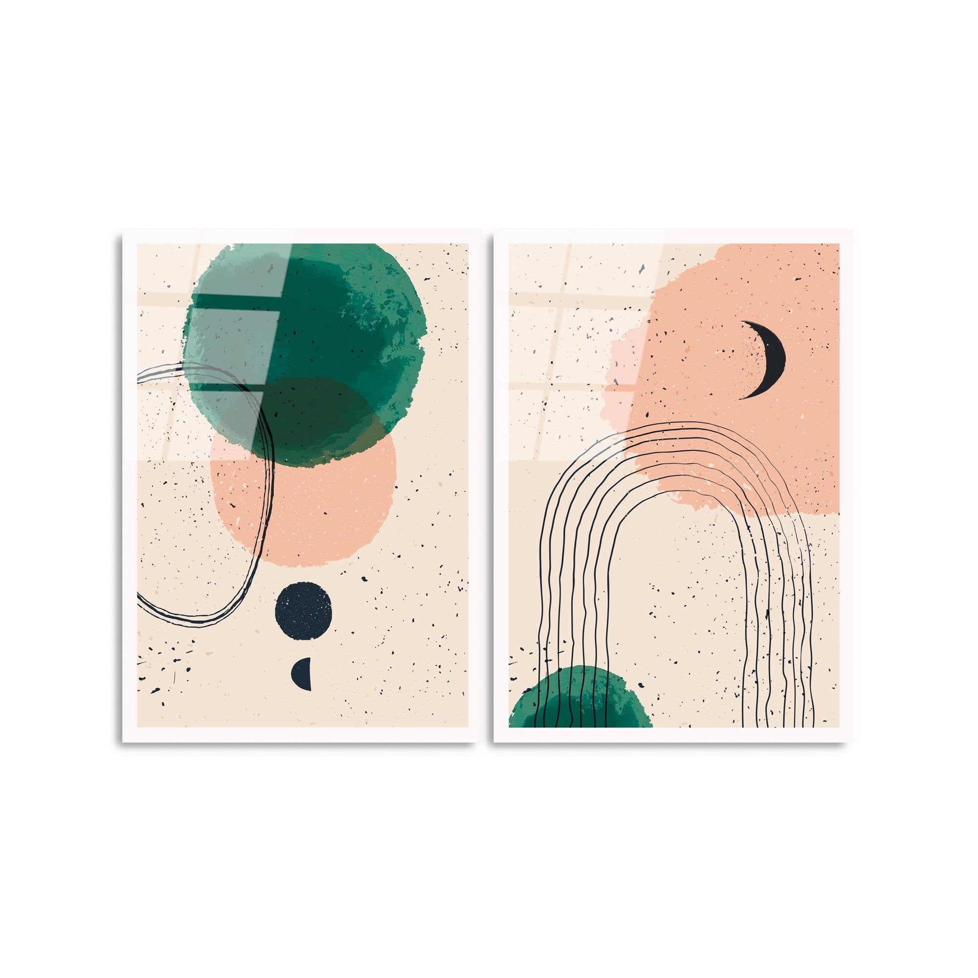 UV-951 Baskılı Cam 2'li Set Duvar Tablosu | ByLamp