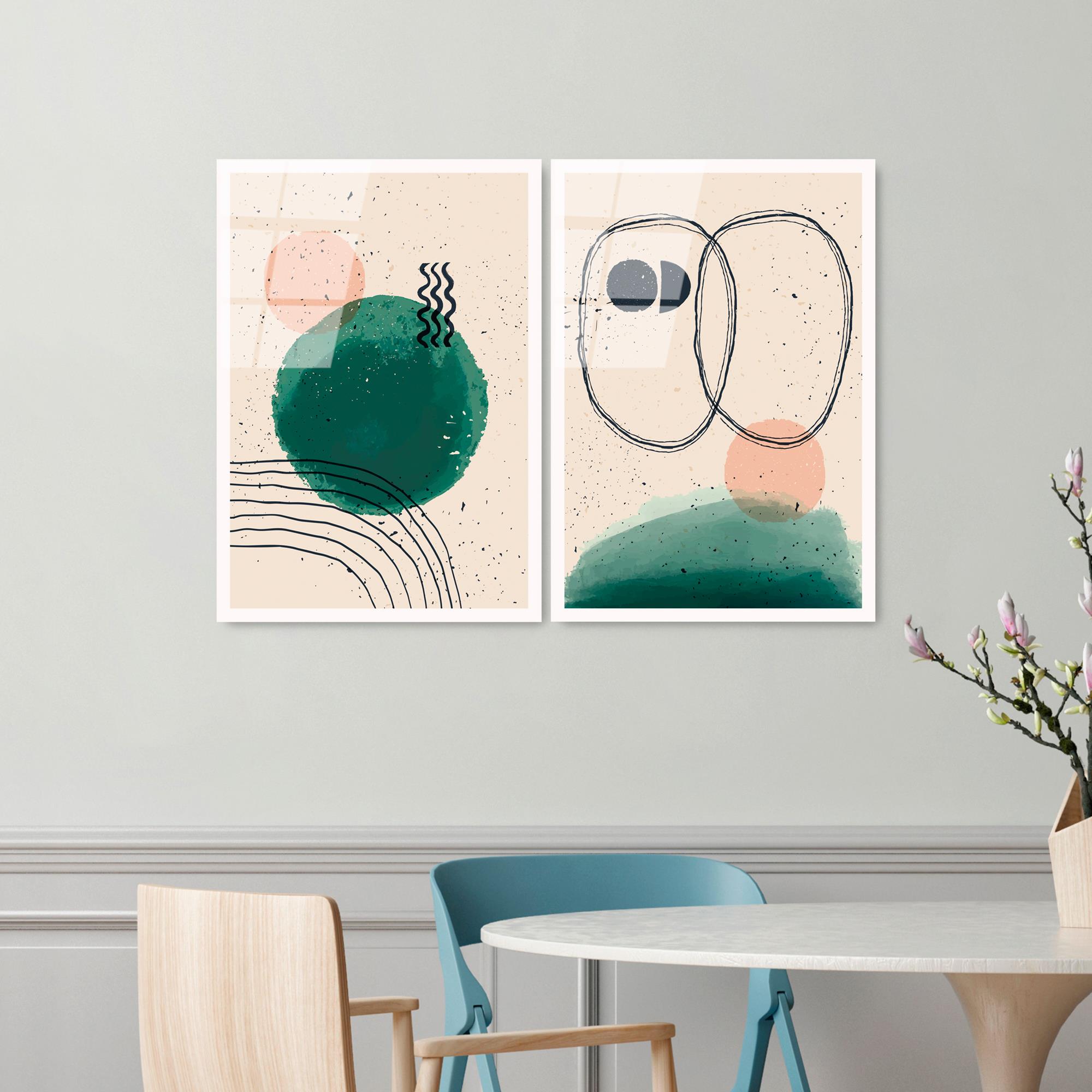 UV-952 Baskılı Cam 2'li Set Duvar Tablosu | ByLamp