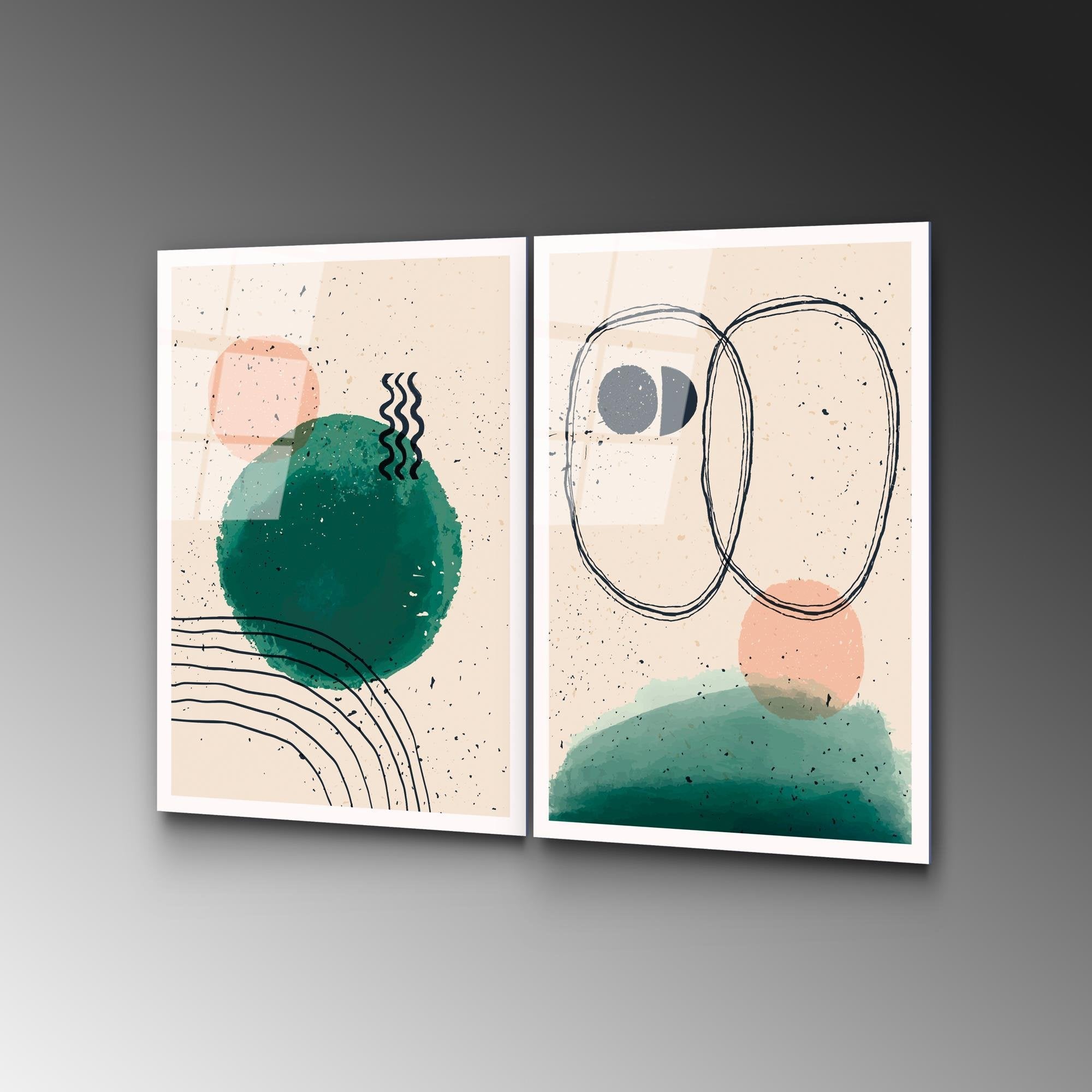 UV-952 Baskılı Cam 2'li Set Duvar Tablosu | ByLamp