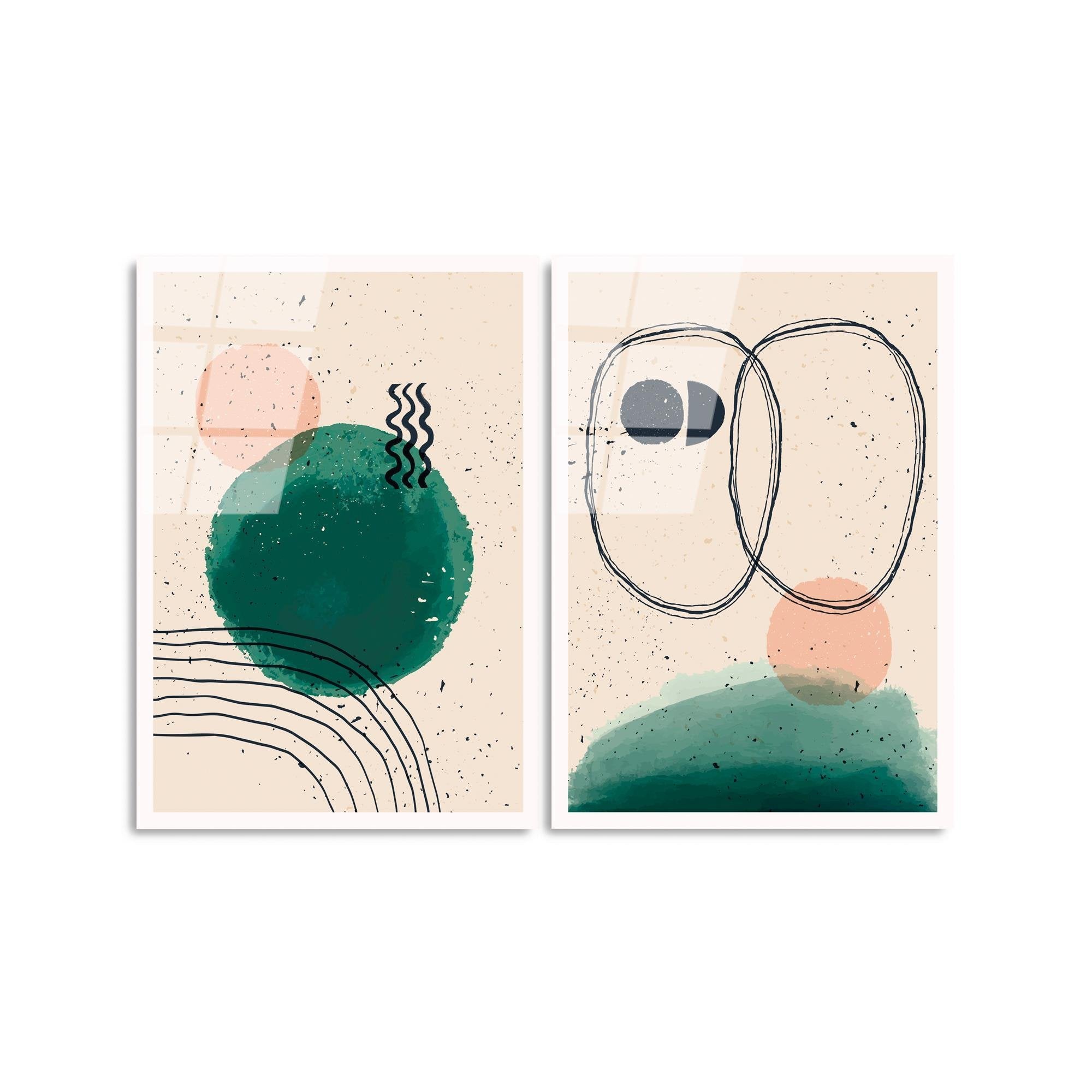 UV-952 Baskılı Cam 2'li Set Duvar Tablosu | ByLamp