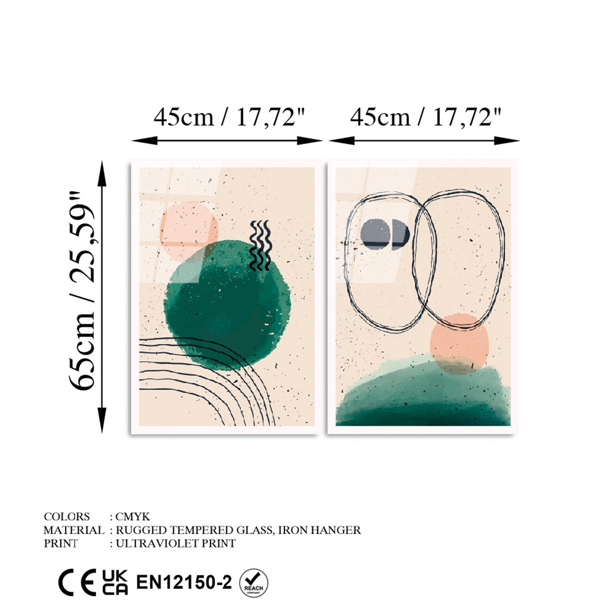 UV-952 Baskılı Cam 2'li Set Duvar Tablosu | ByLamp