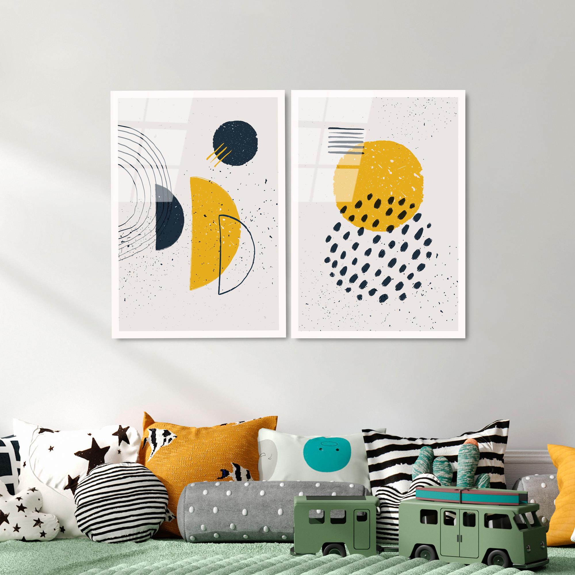 UV-953 Baskılı Cam 2'li Set Duvar Tablosu | ByLamp