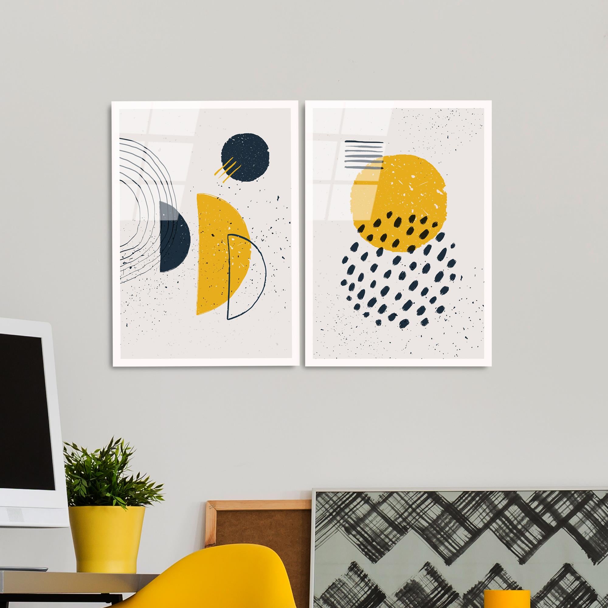 UV-953 Baskılı Cam 2'li Set Duvar Tablosu | ByLamp