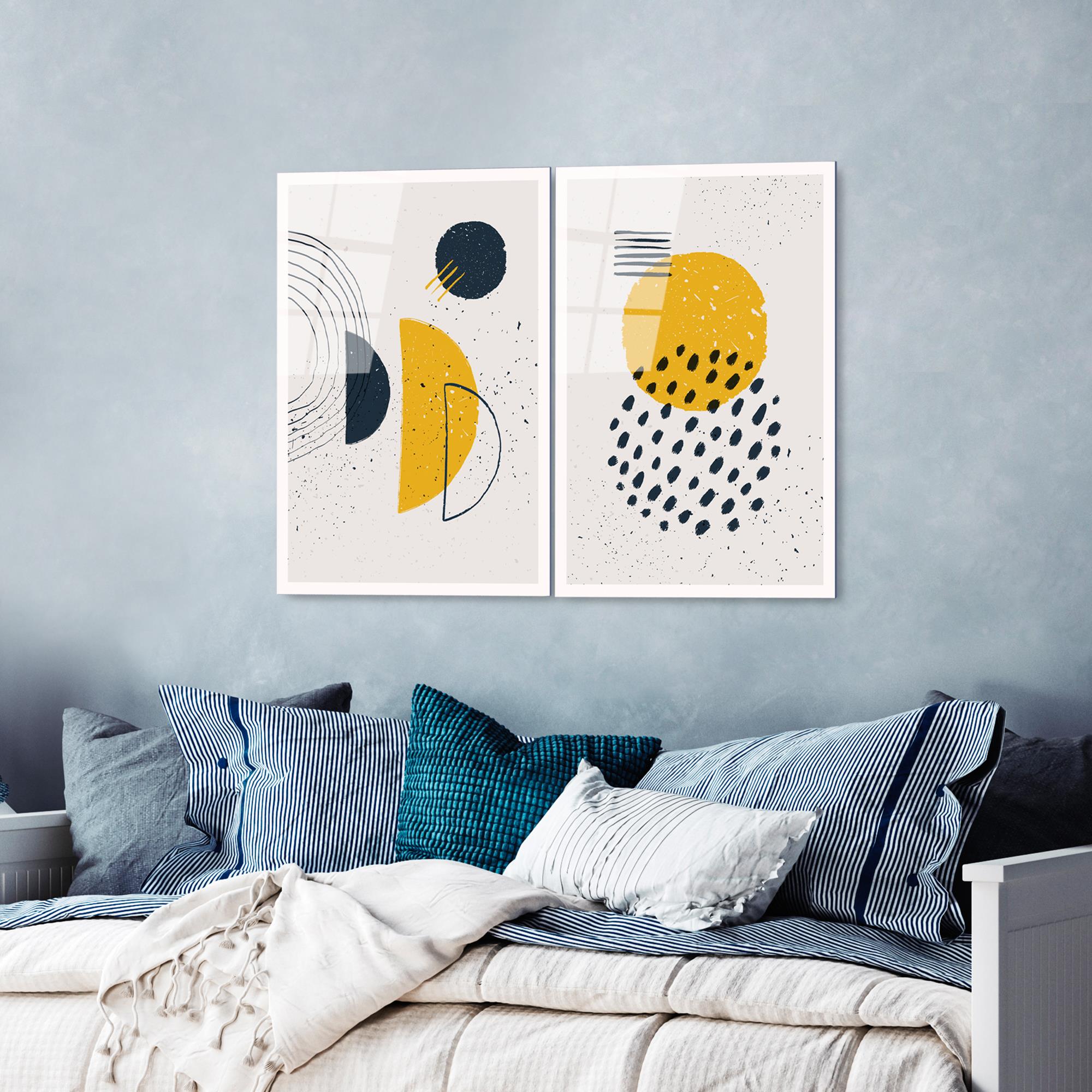 UV-953 Baskılı Cam 2'li Set Duvar Tablosu | ByLamp