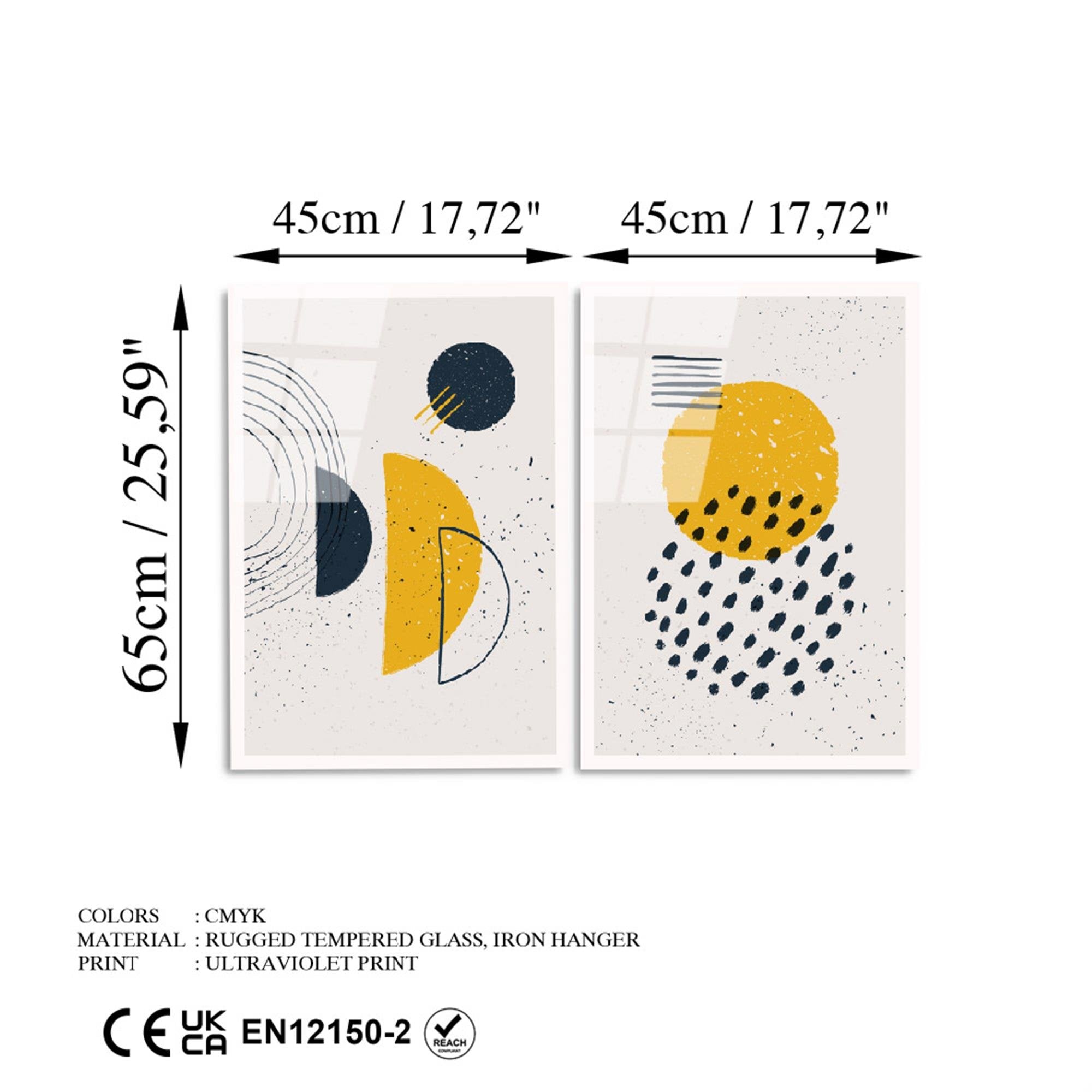 UV-953 Baskılı Cam 2'li Set Duvar Tablosu | ByLamp