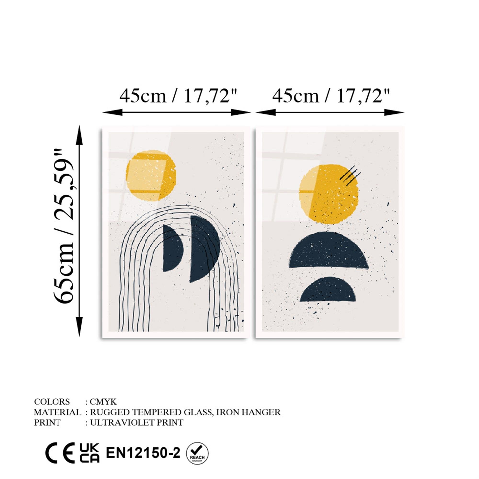 UV-954 Baskılı Cam 2'li Set Duvar Tablosu | ByLamp