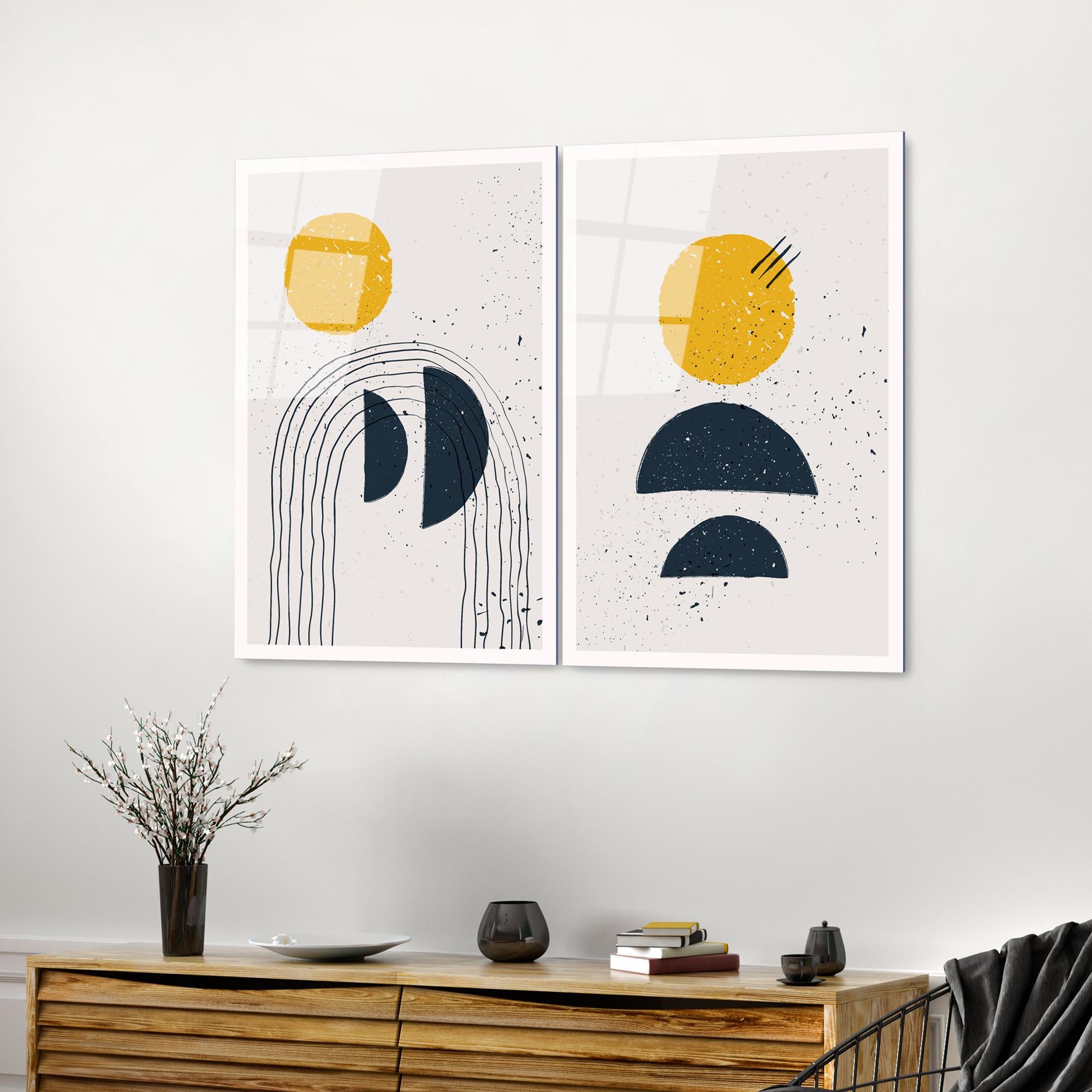 UV-954 Baskılı Cam 2'li Set Duvar Tablosu | ByLamp